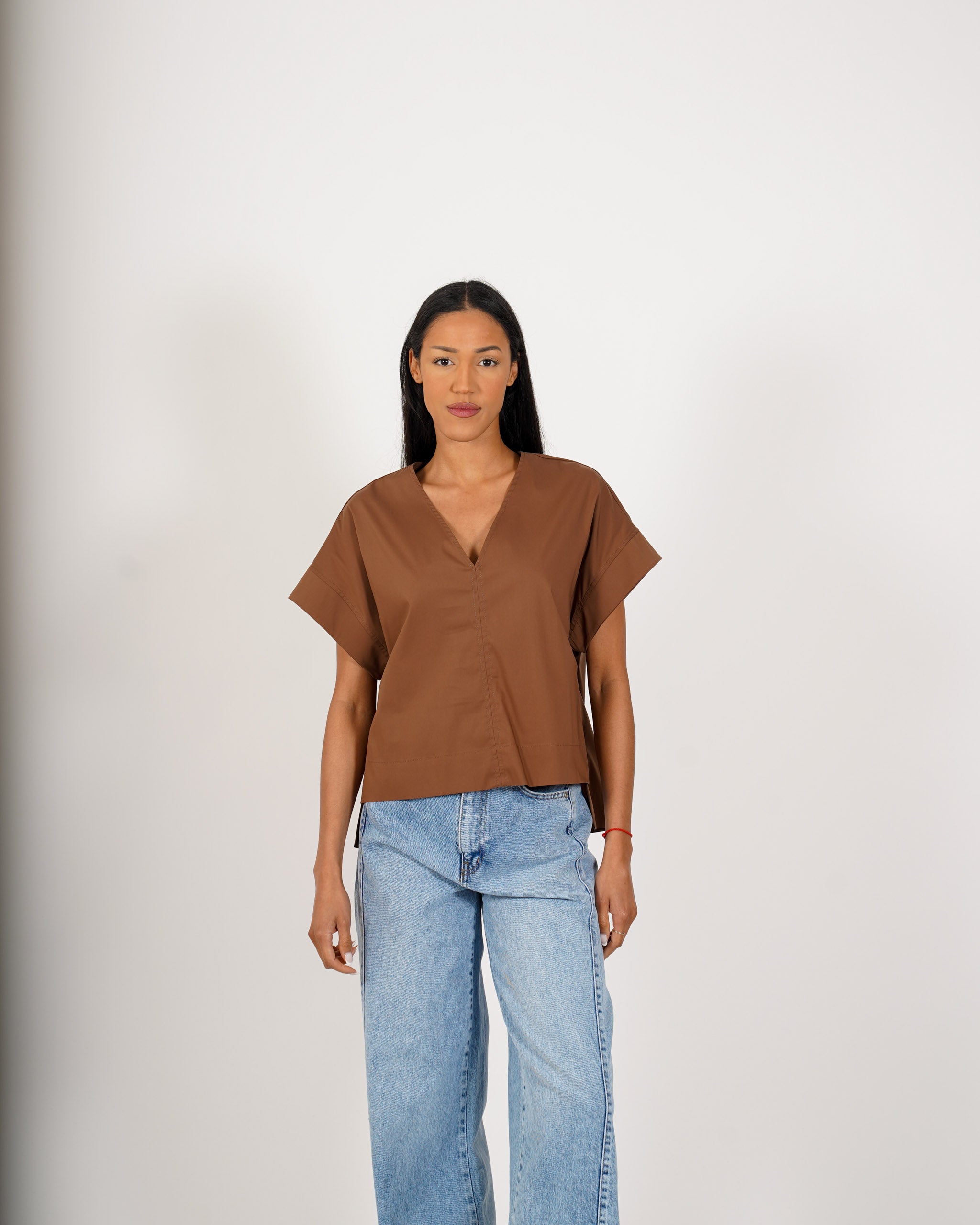 Blusa scollo a v in cotone - Arlena