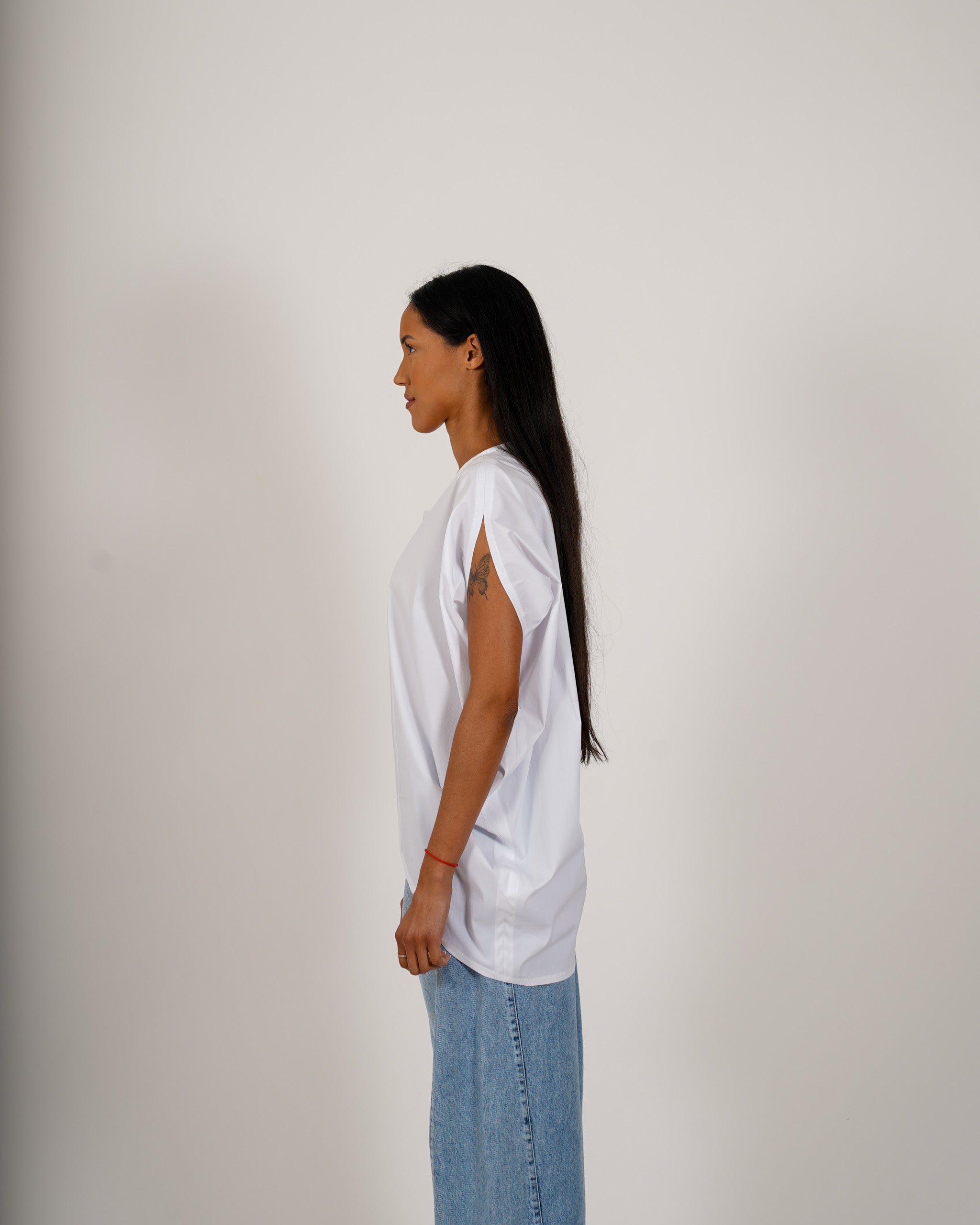 Blusa asimmetrica di cotone - Angiolina
