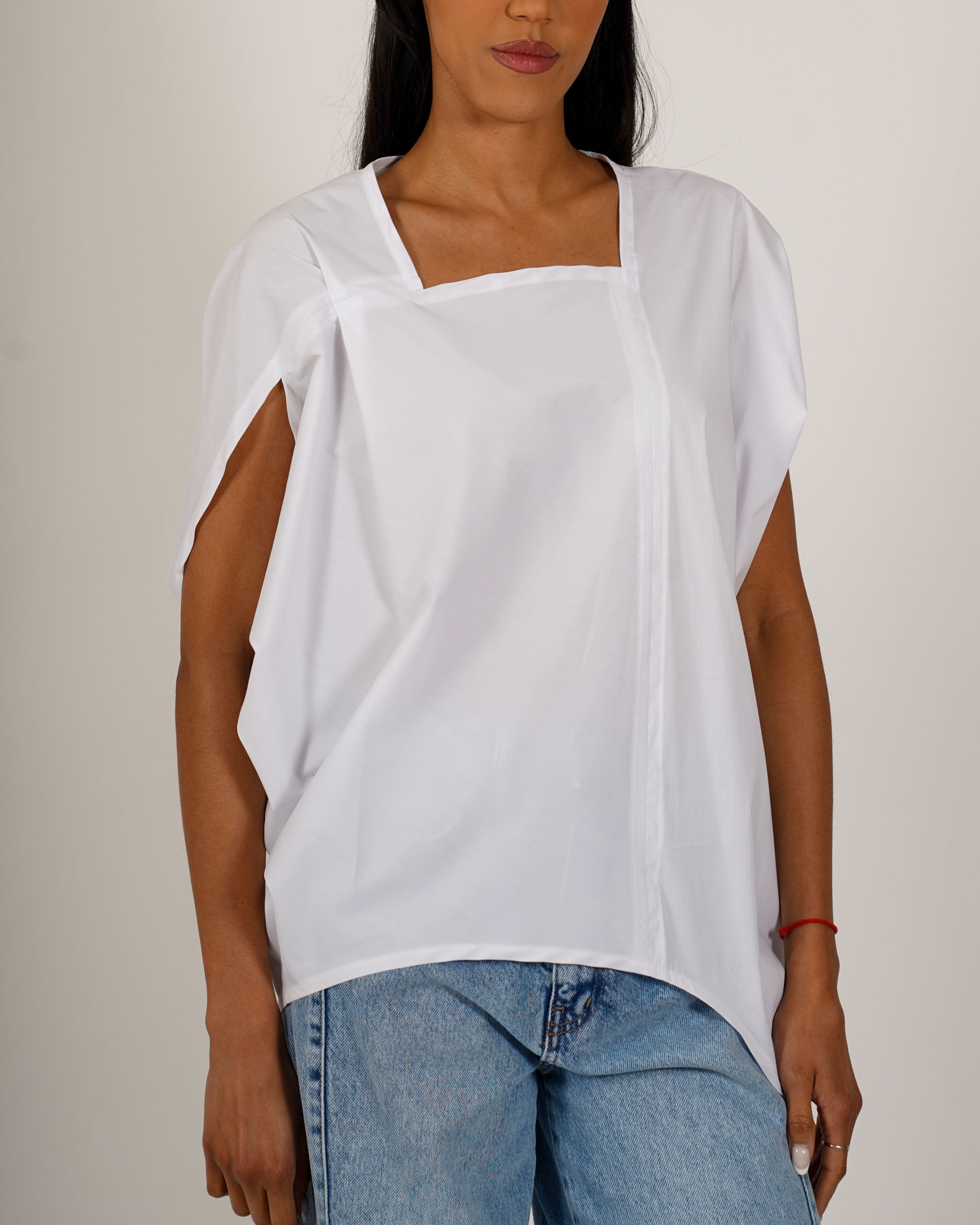 Blusa asimmetrica di cotone - Angiolina
