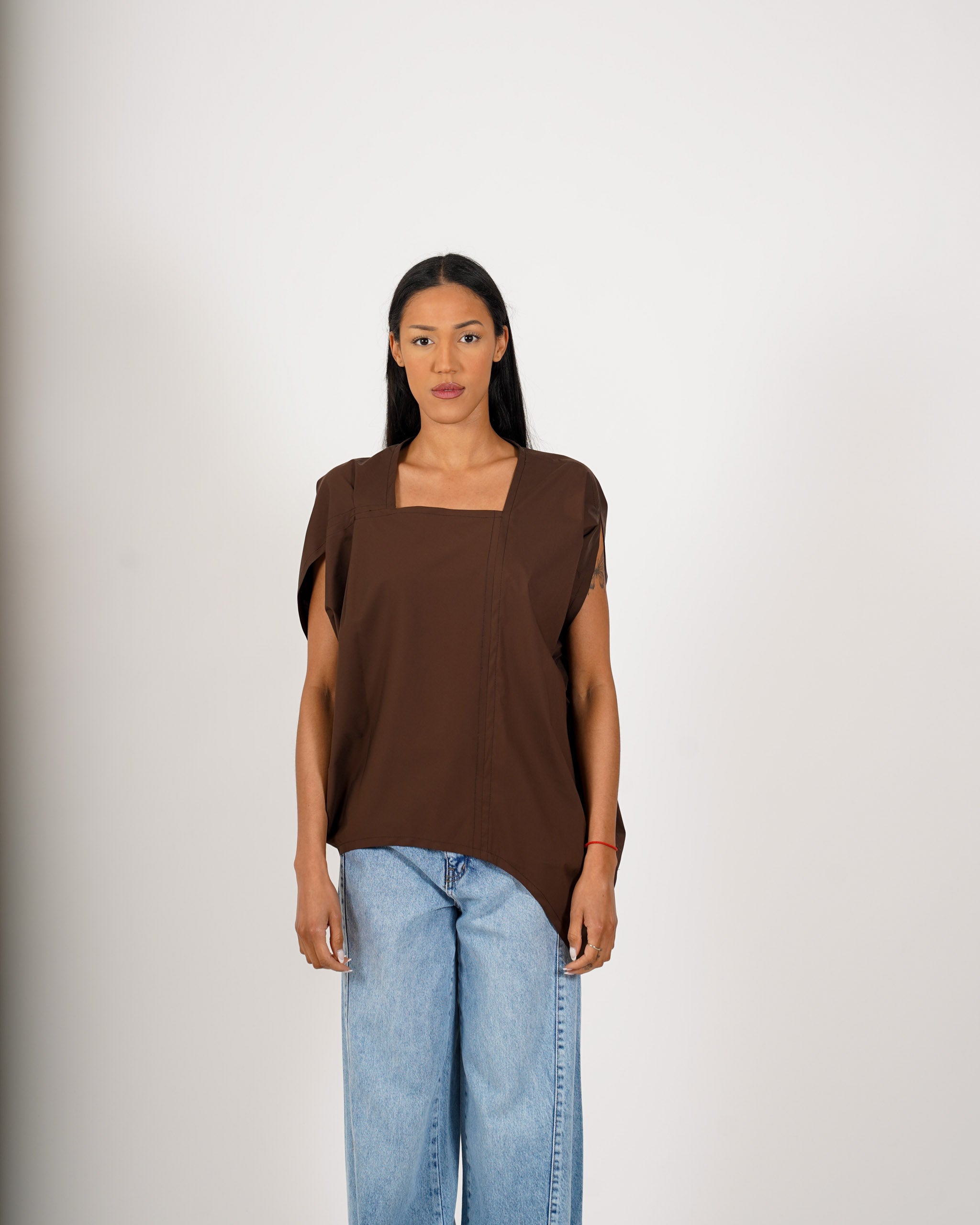 Blusa asimmetrica di cotone - Angiolina