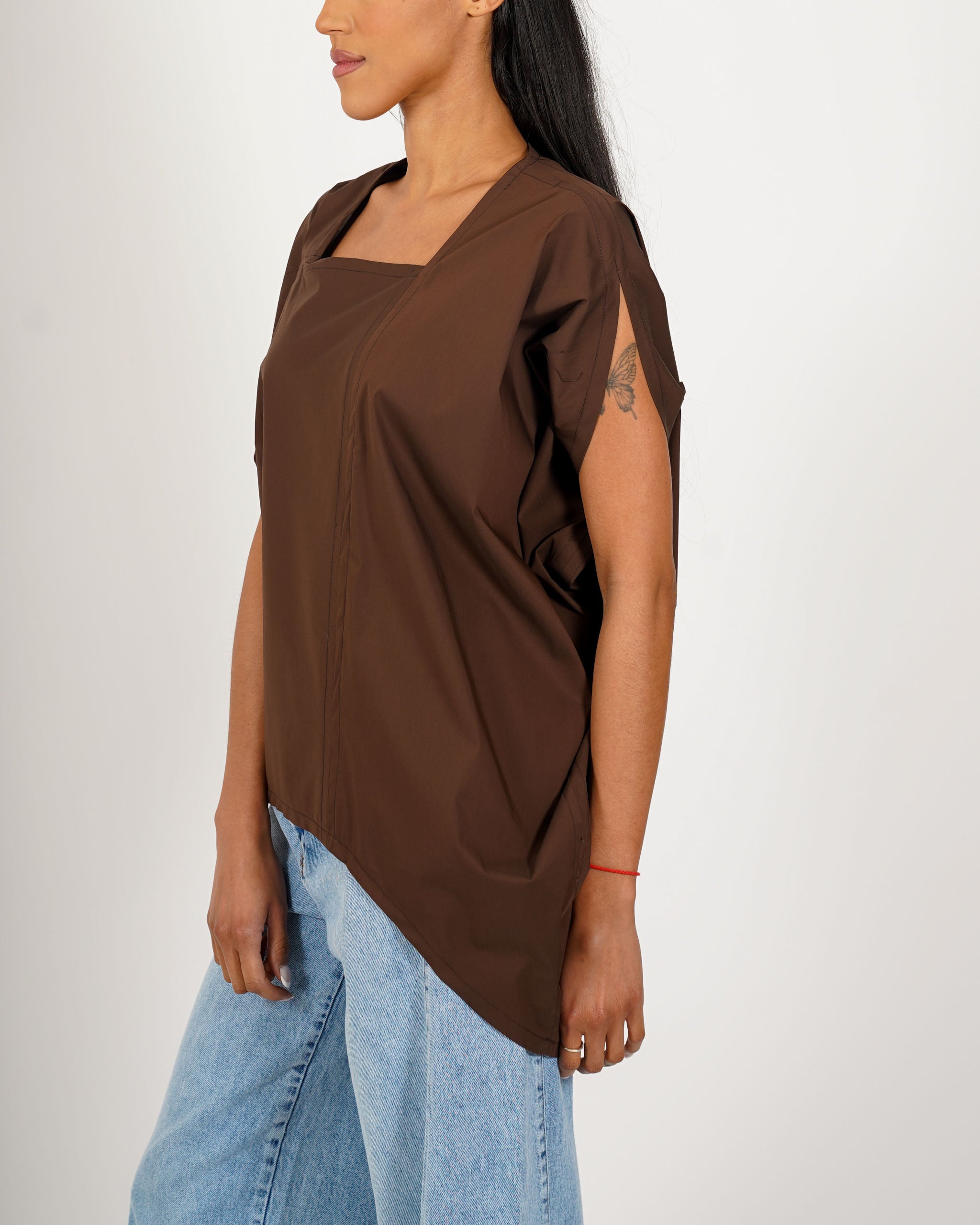 Blusa asimmetrica di cotone - Angiolina