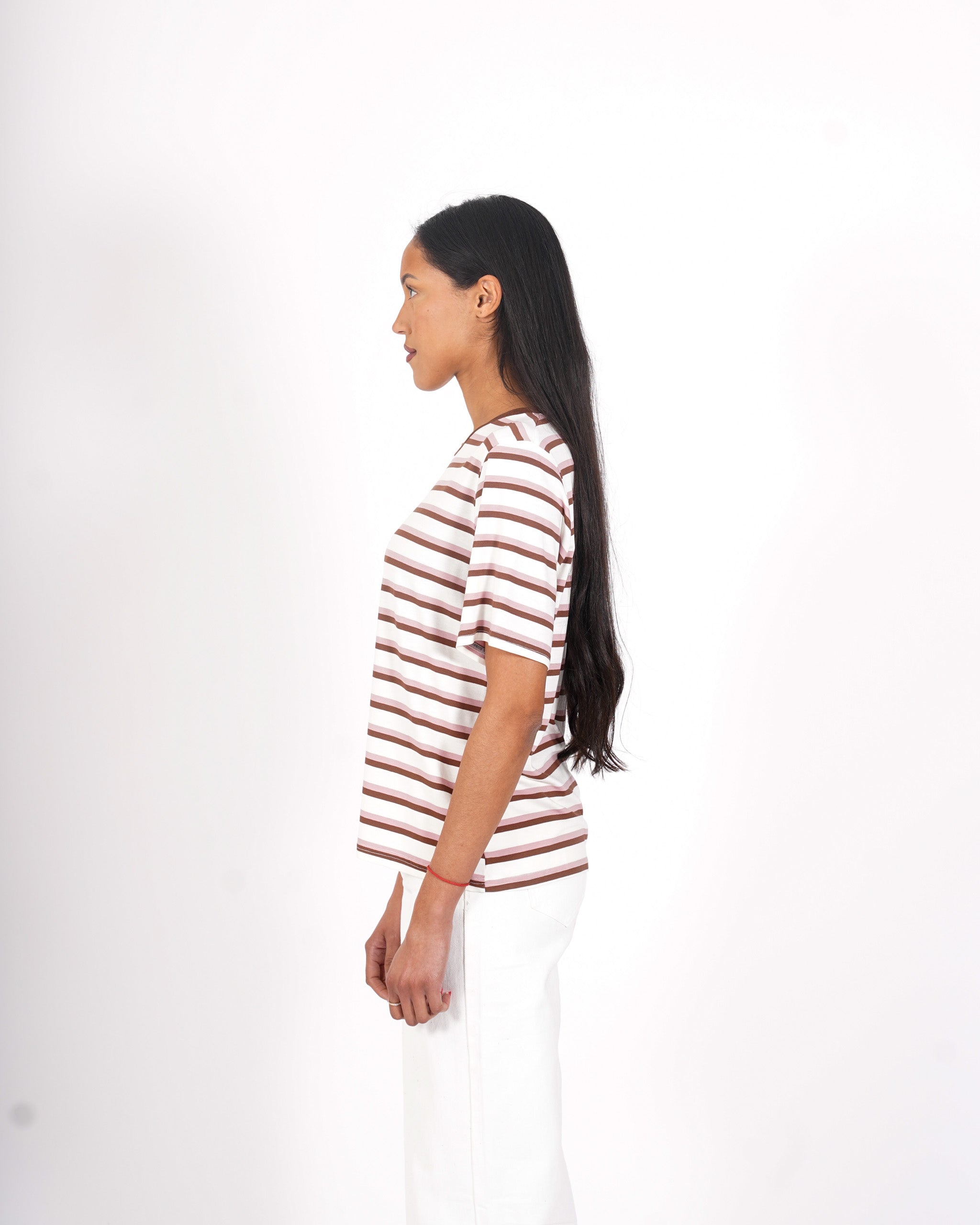 Shirt girocollo a righe mezza manica - Cesira