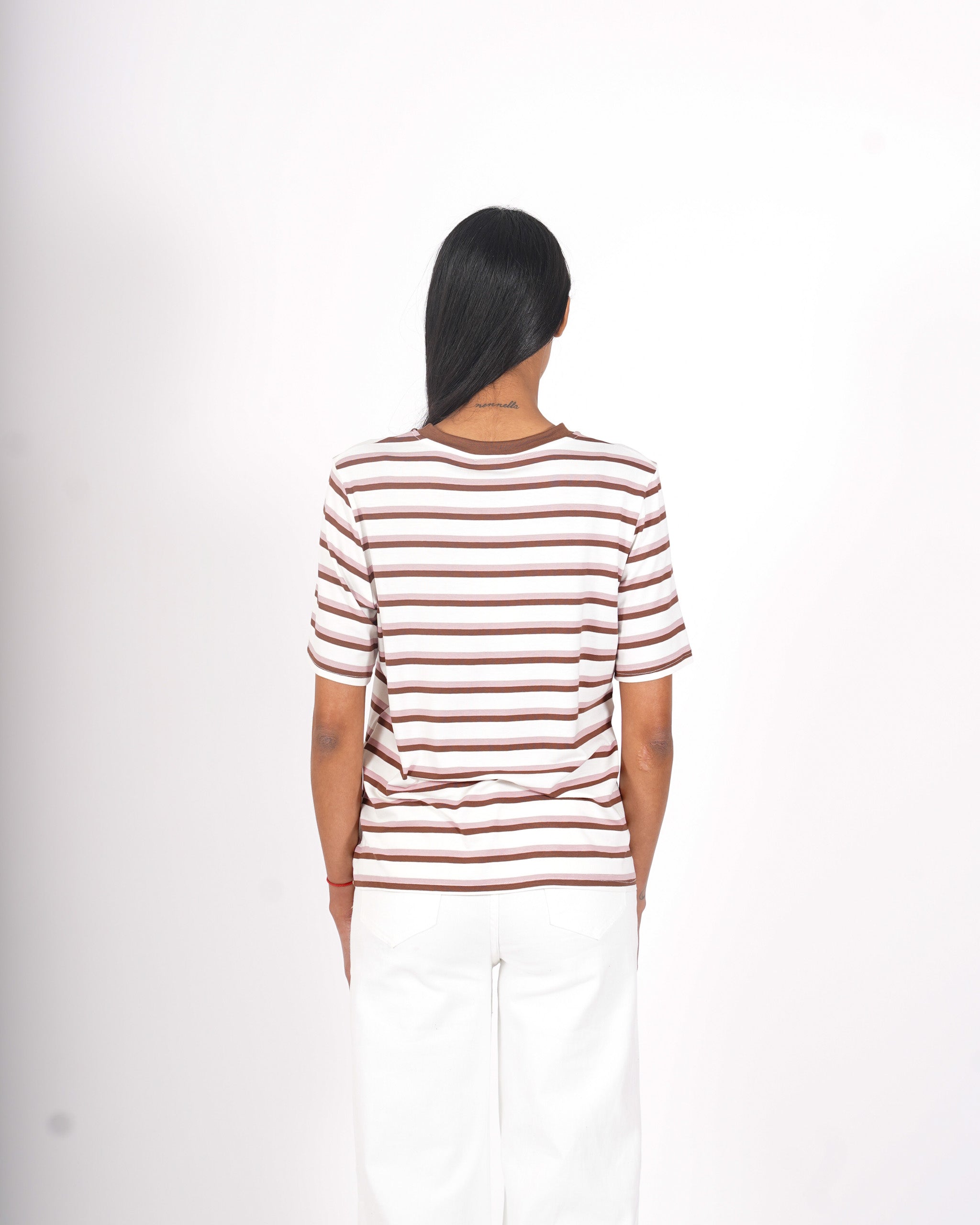 Shirt girocollo a righe mezza manica - Cesira