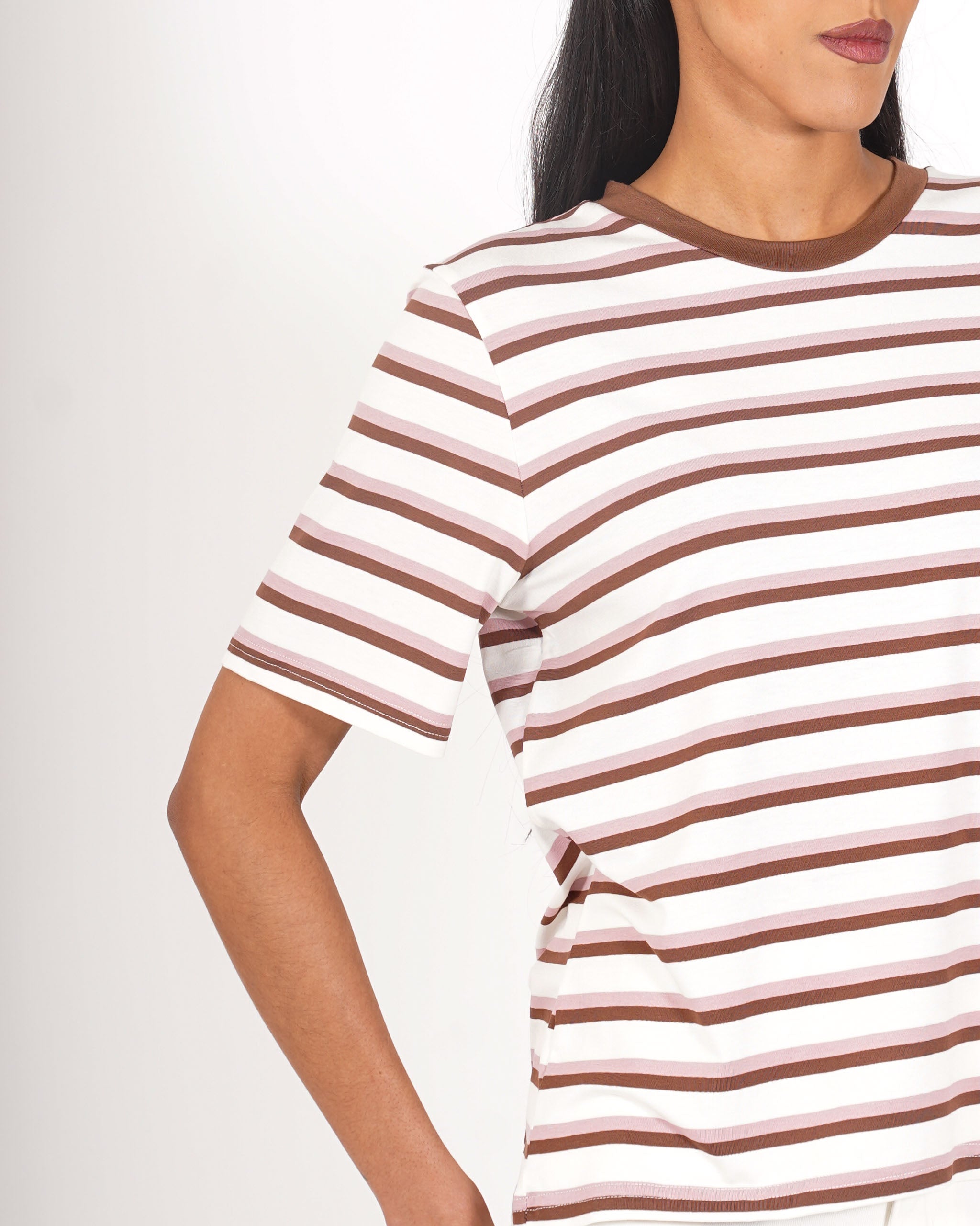 Shirt girocollo a righe mezza manica - Cesira