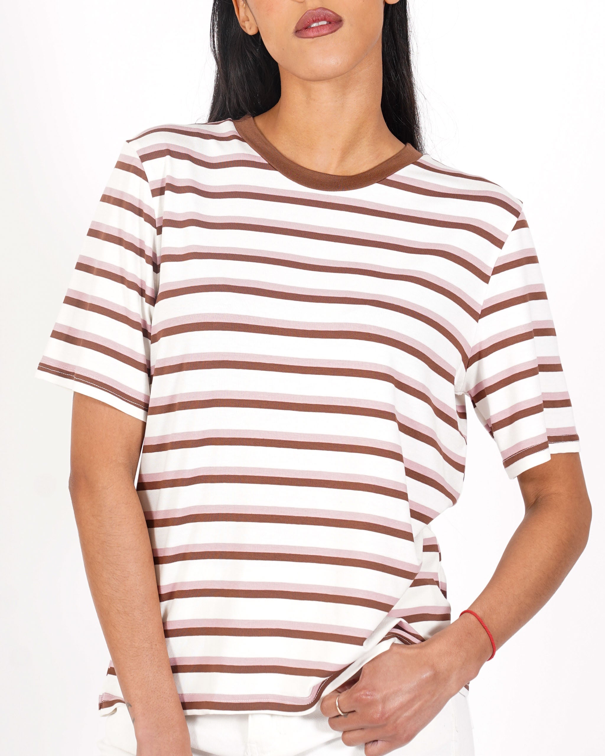 Shirt girocollo a righe mezza manica - Cesira