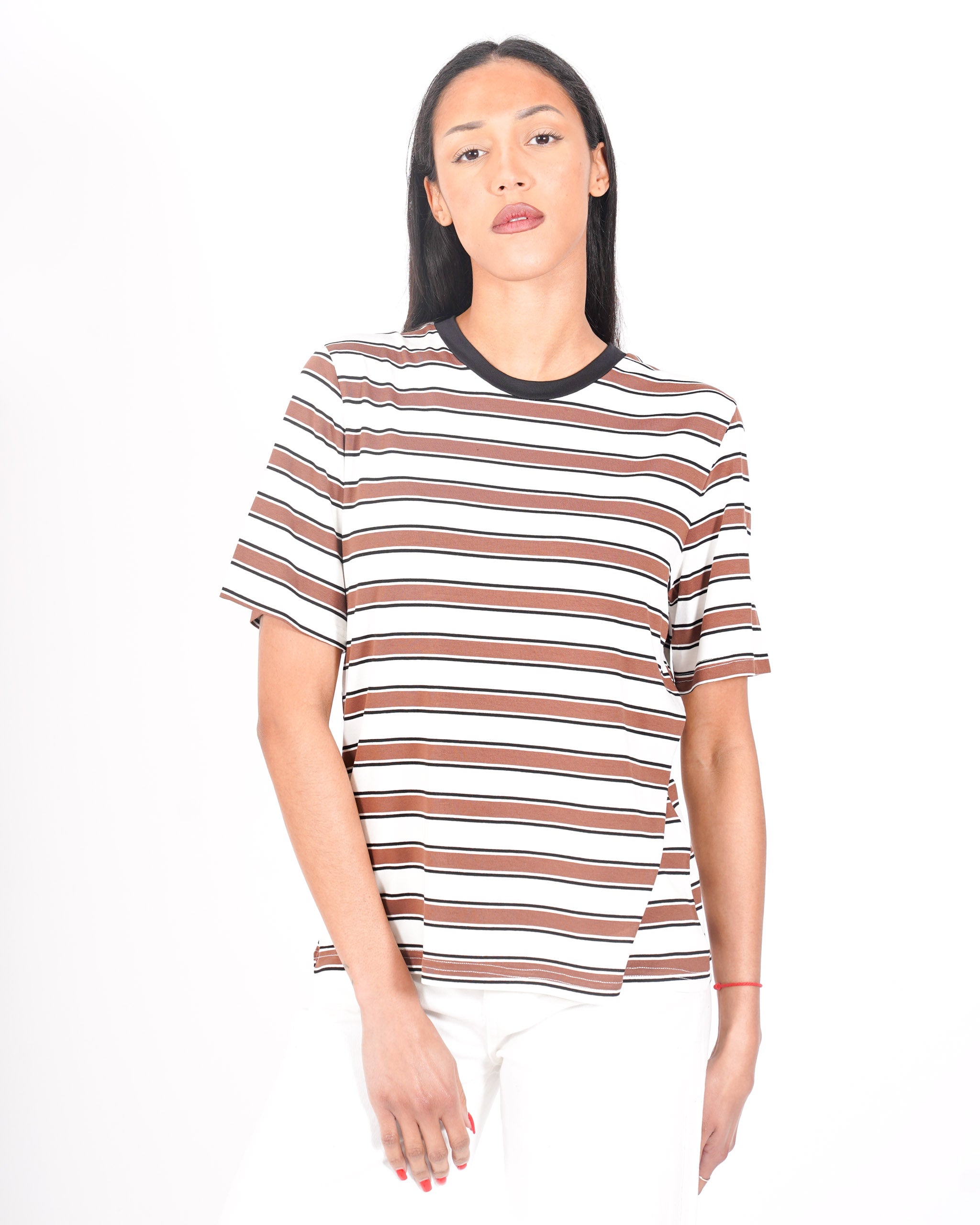 Shirt girocollo a righe mezza manica - Cesira