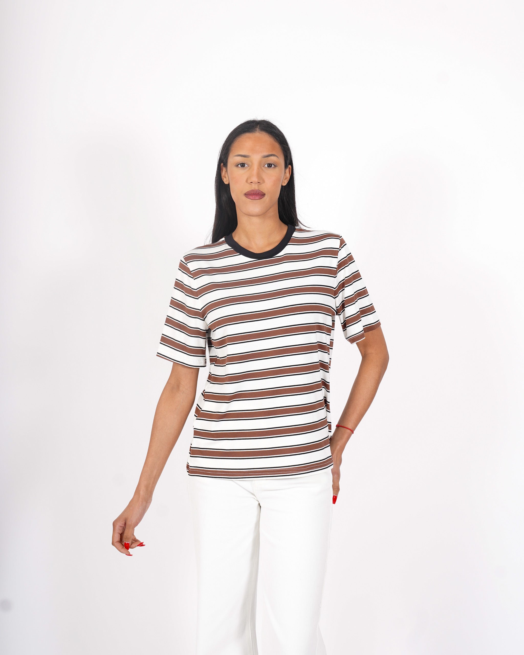 Shirt girocollo a righe mezza manica - Cesira