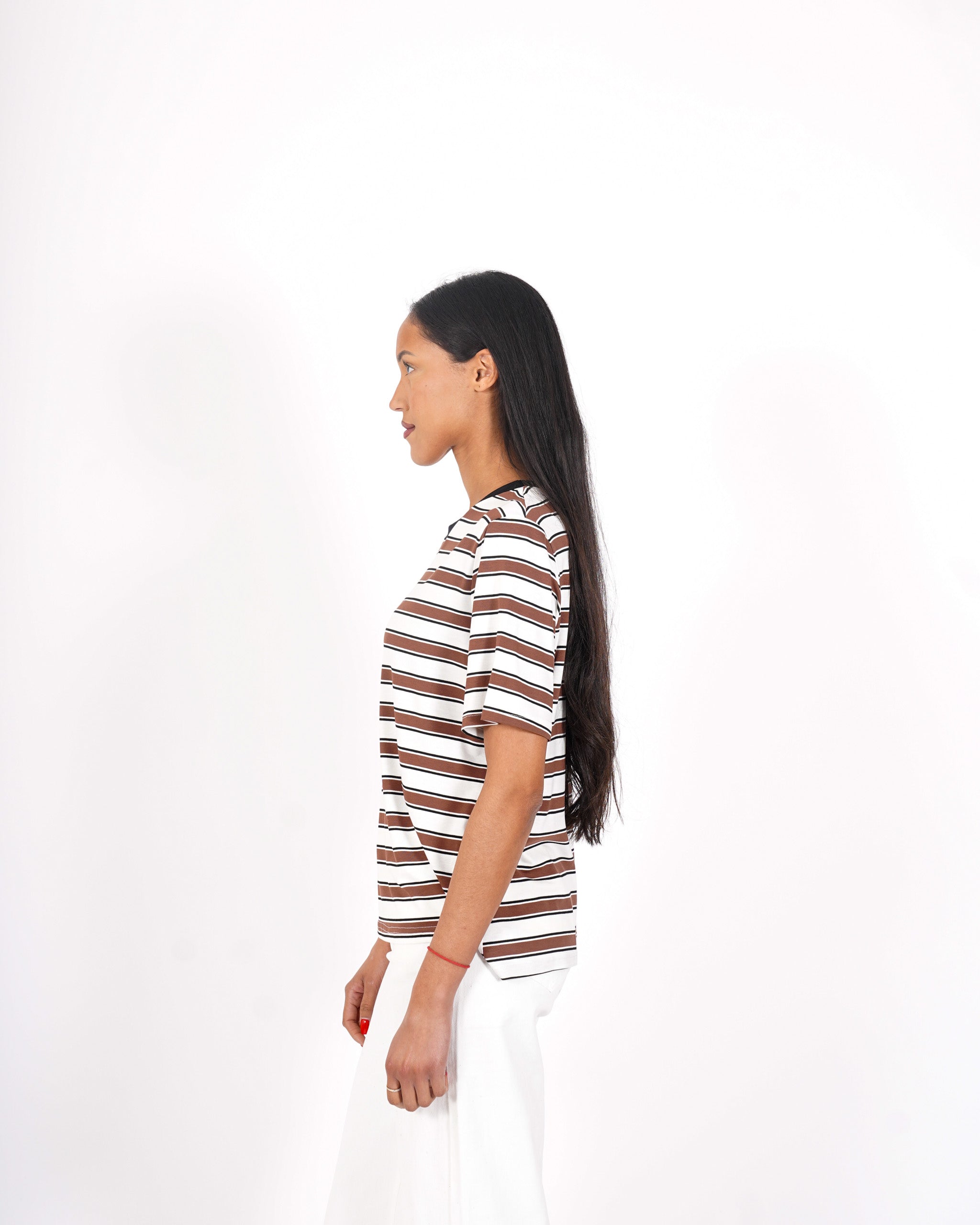 Shirt girocollo a righe mezza manica - Cesira