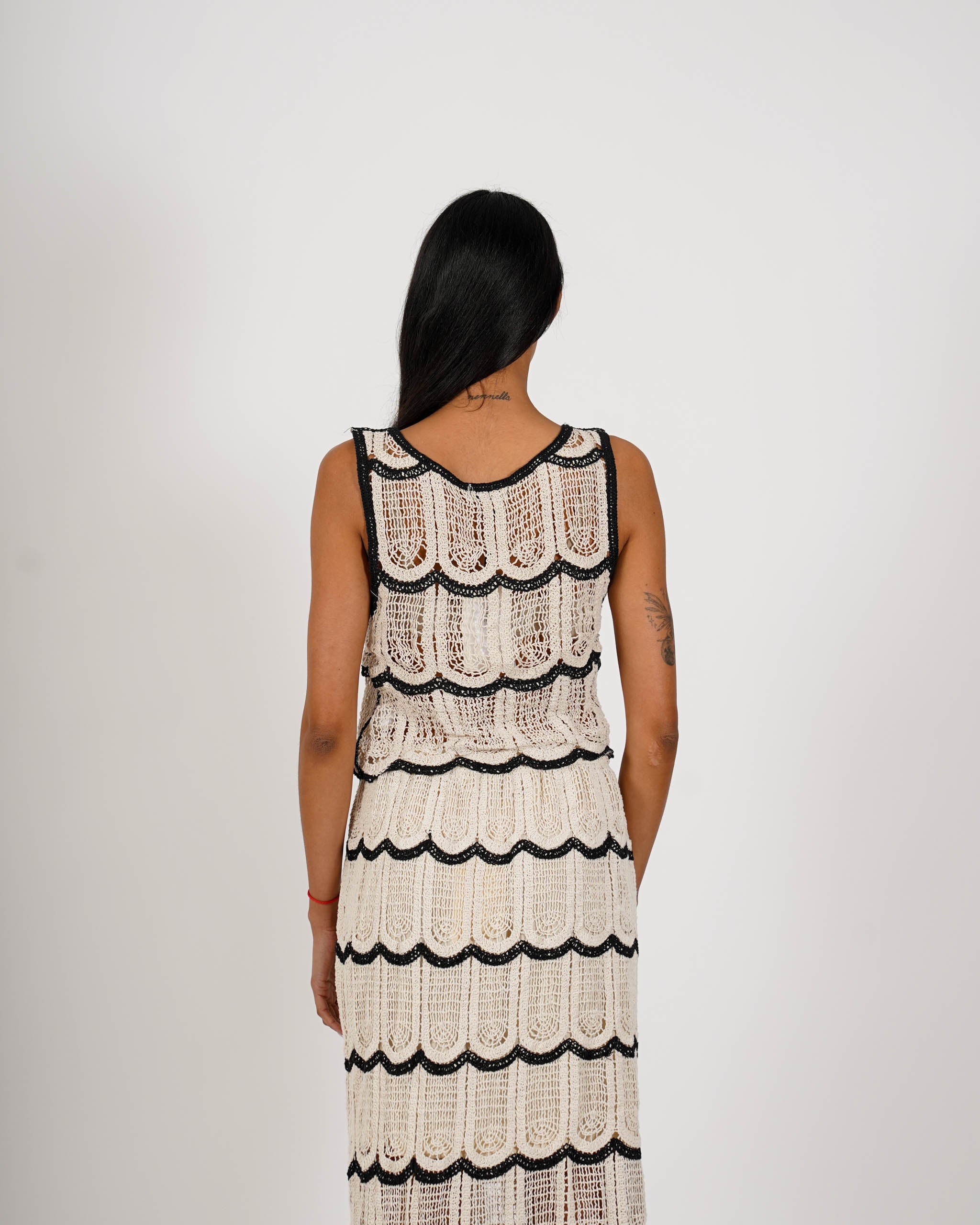 Maglia girocollo in filo di cotone macramé - Cetra