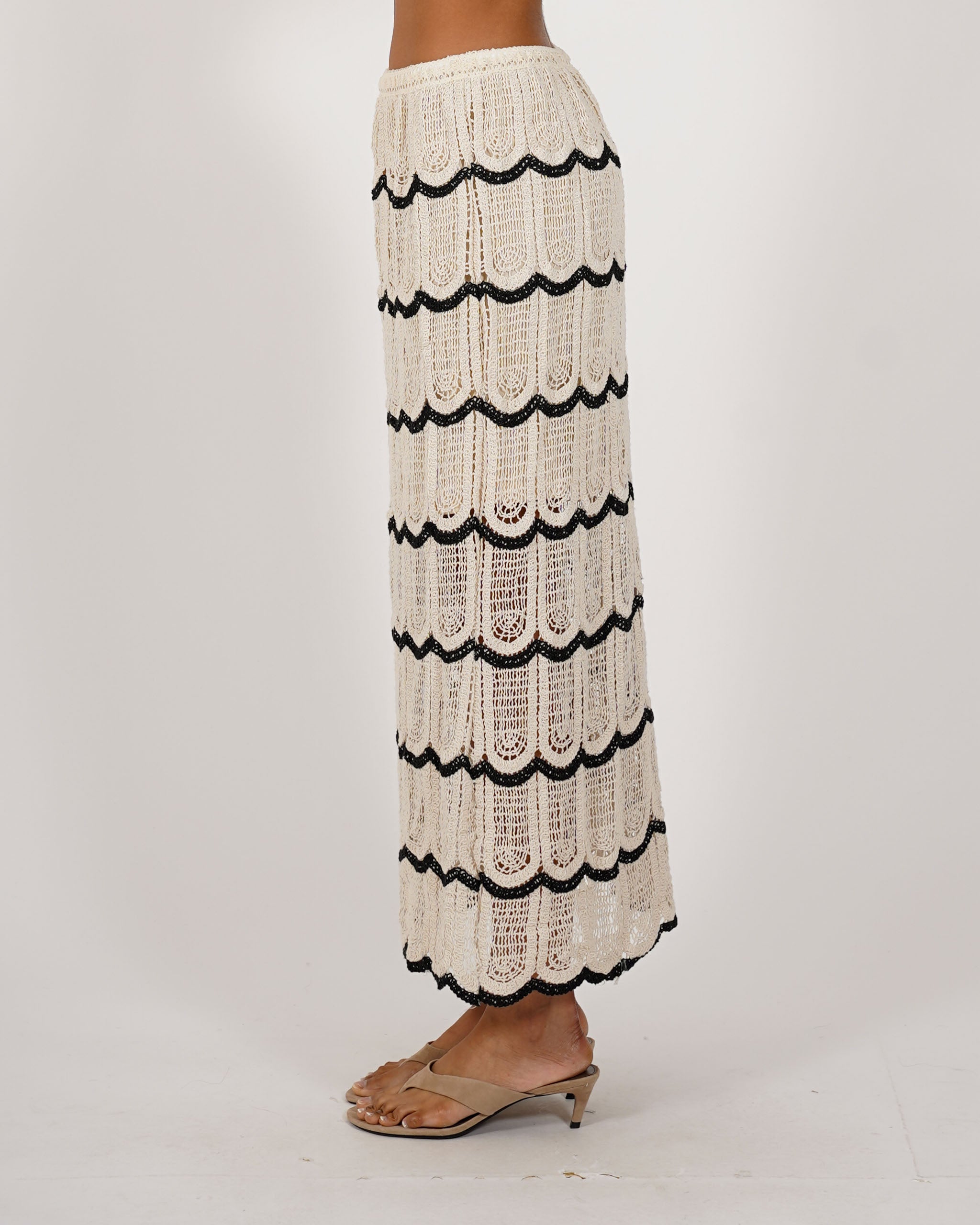 Gonna longuette in filo di cotone macramé - Ciaramella