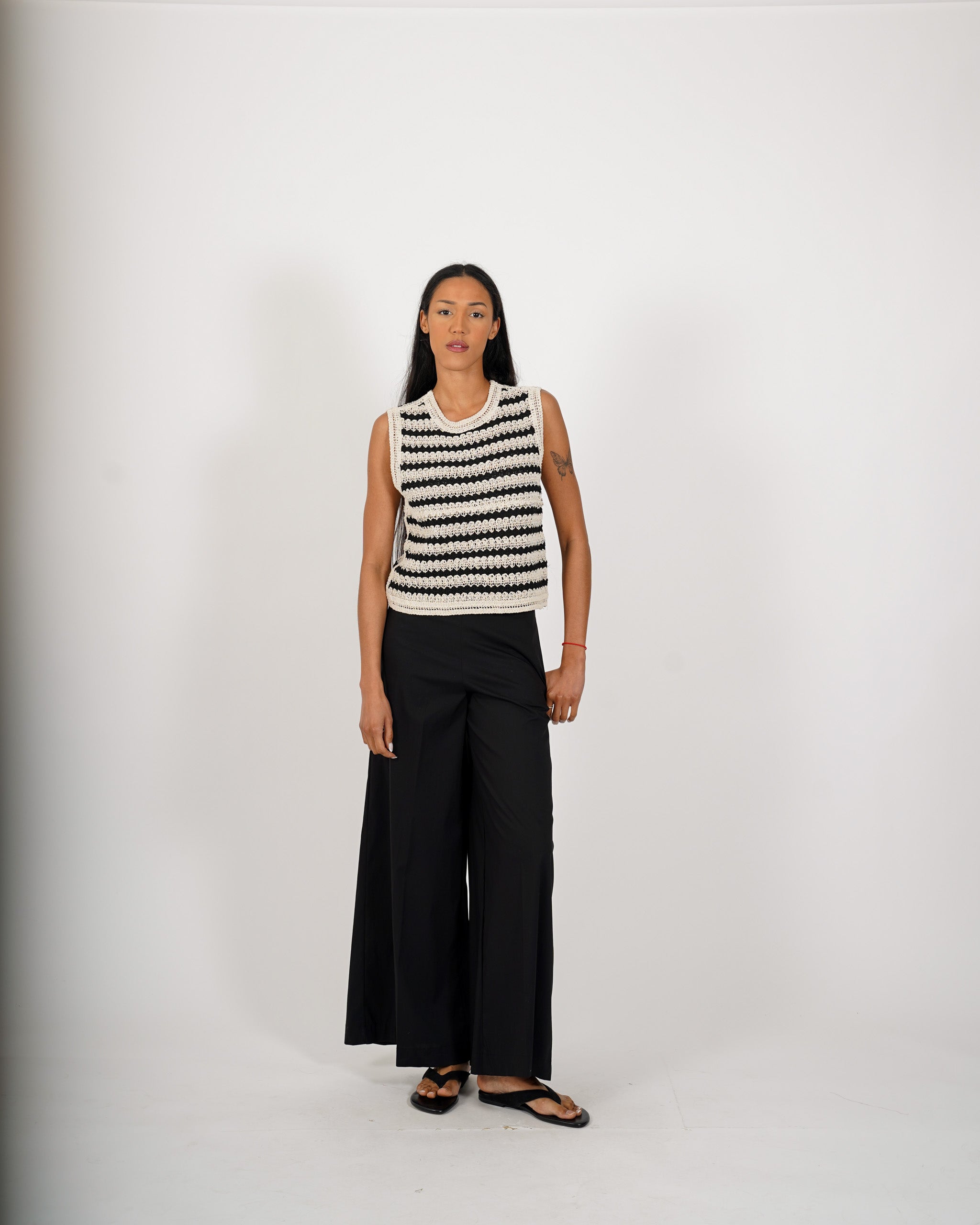 Maglia girocollo in filo di cotone macramé - Conga
