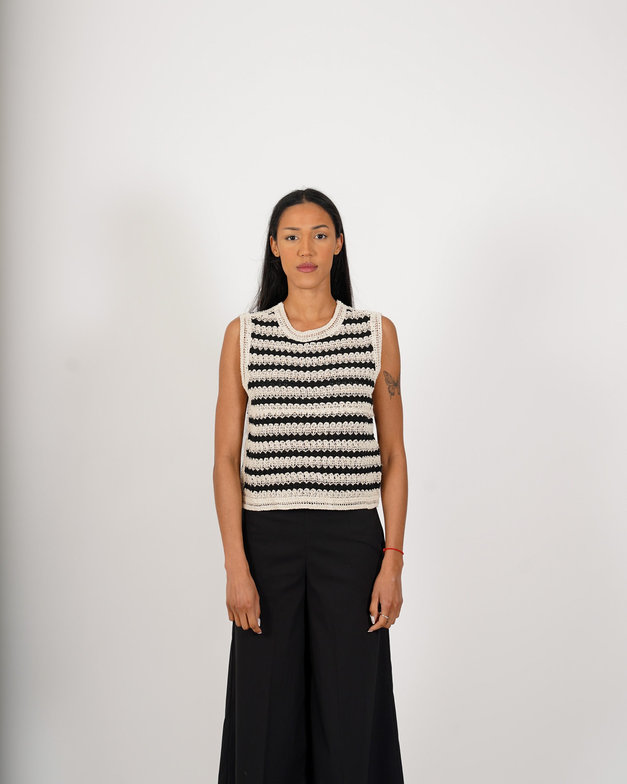 Maglia girocollo in filo di cotone macramé - Conga