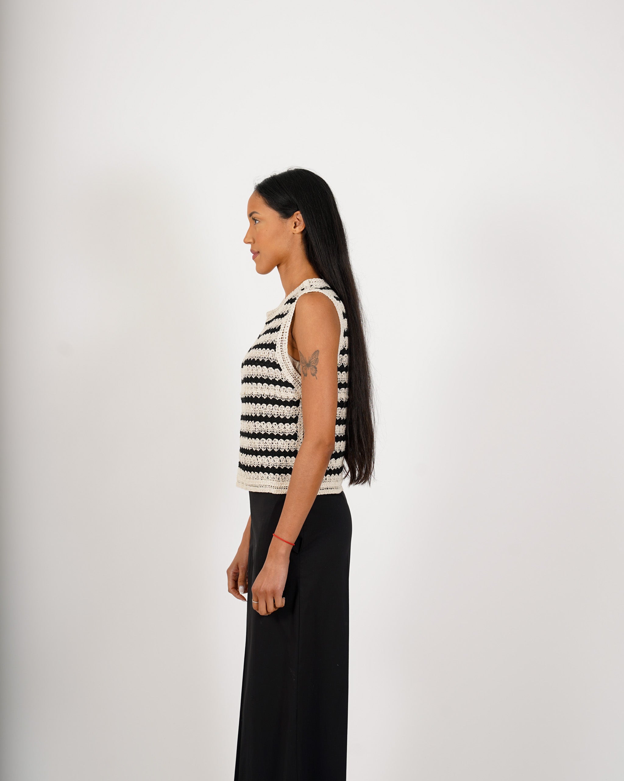 Maglia girocollo in filo di cotone macramé - Conga