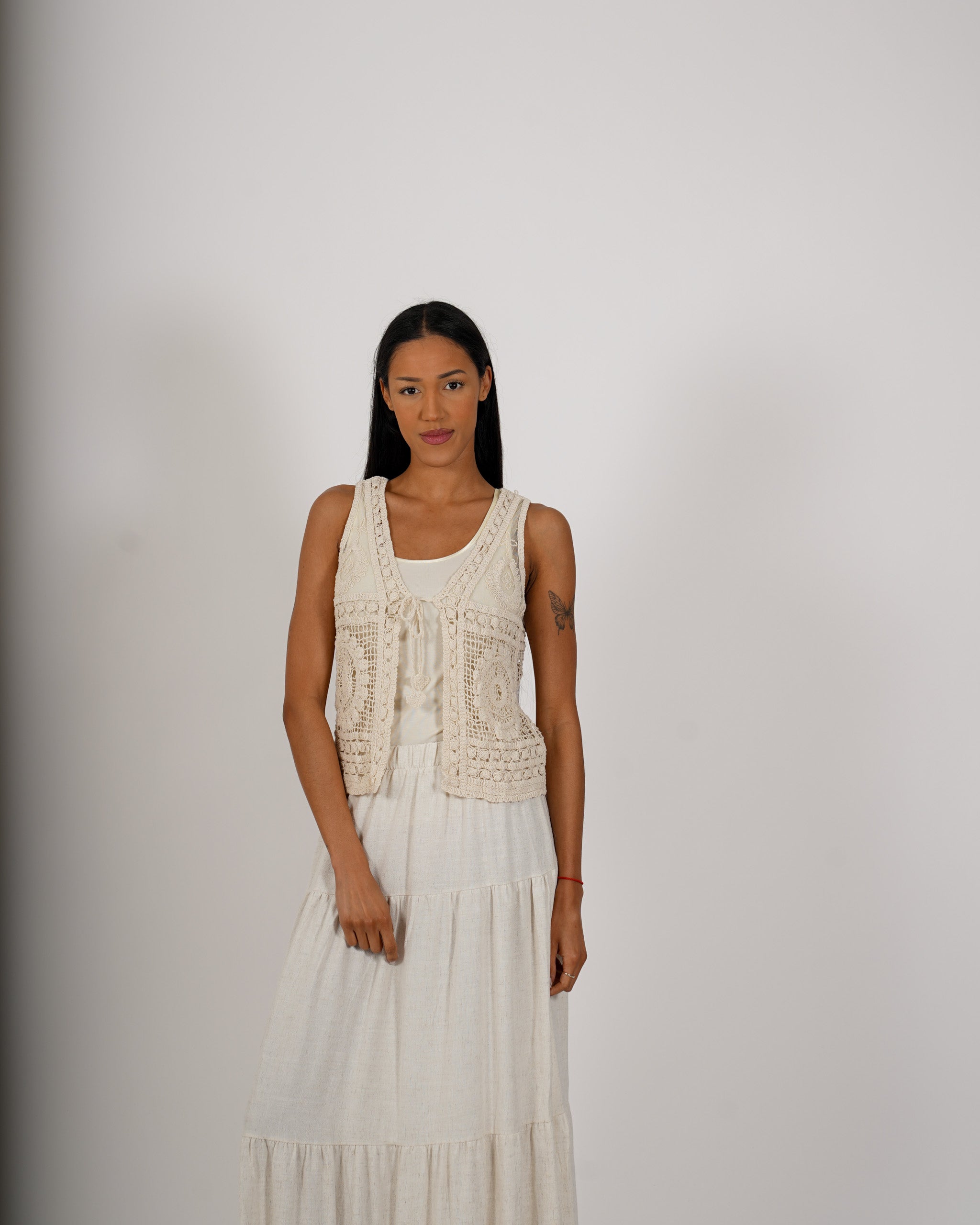 Gilet in filo di cotone macramé - Crotalo