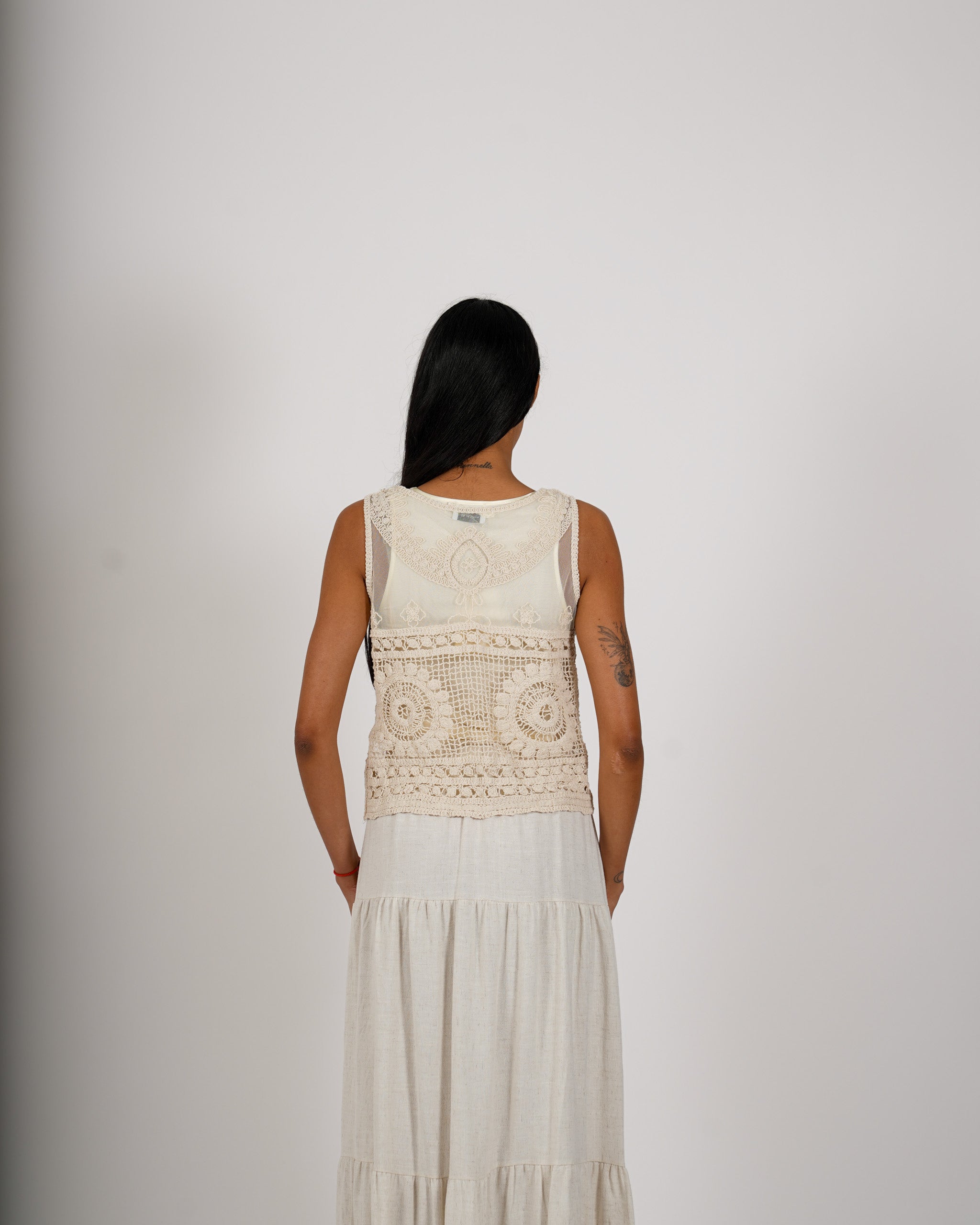 Gilet in filo di cotone macramé - Crotalo