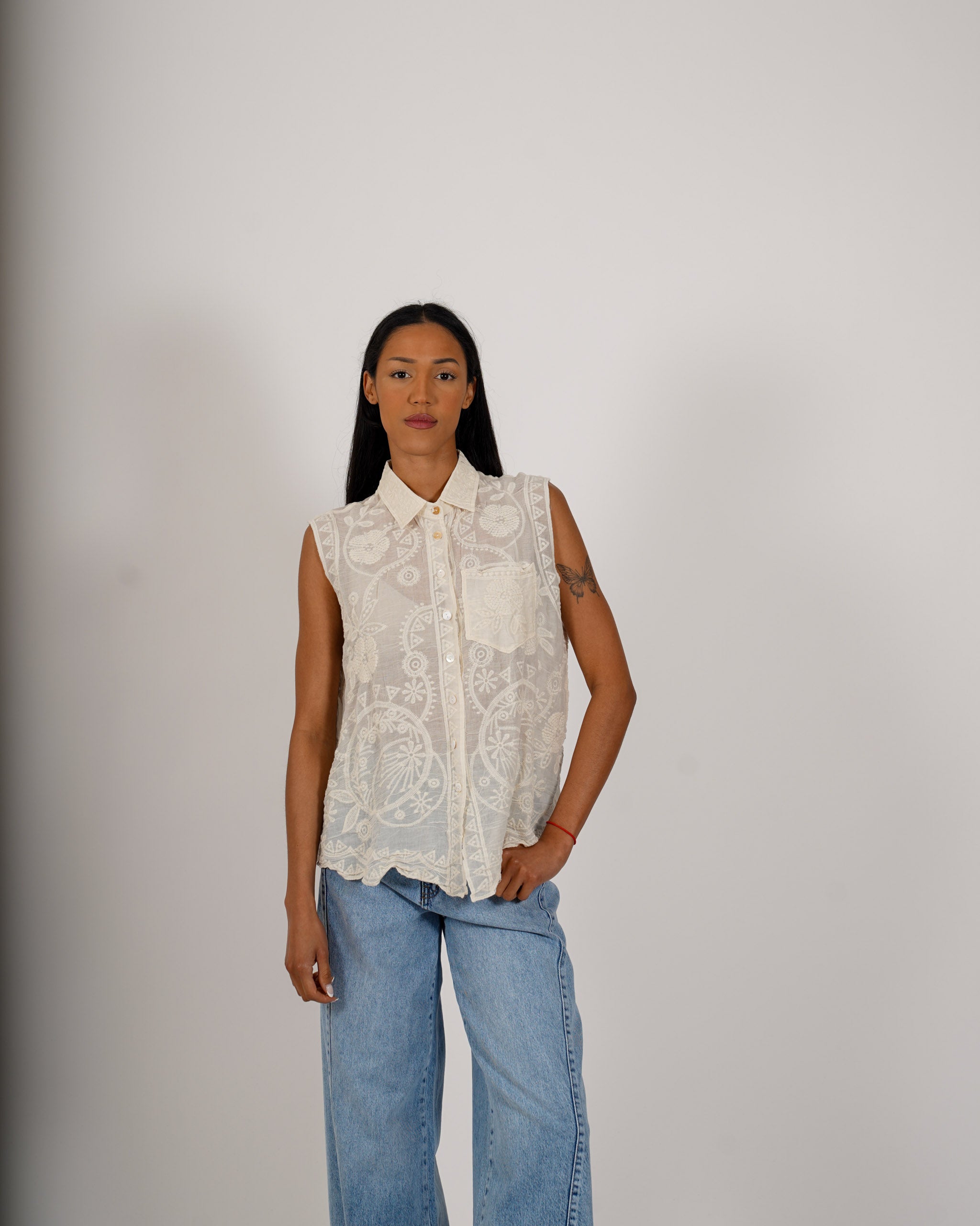 Camicia con ricamo in cotone - Daiko