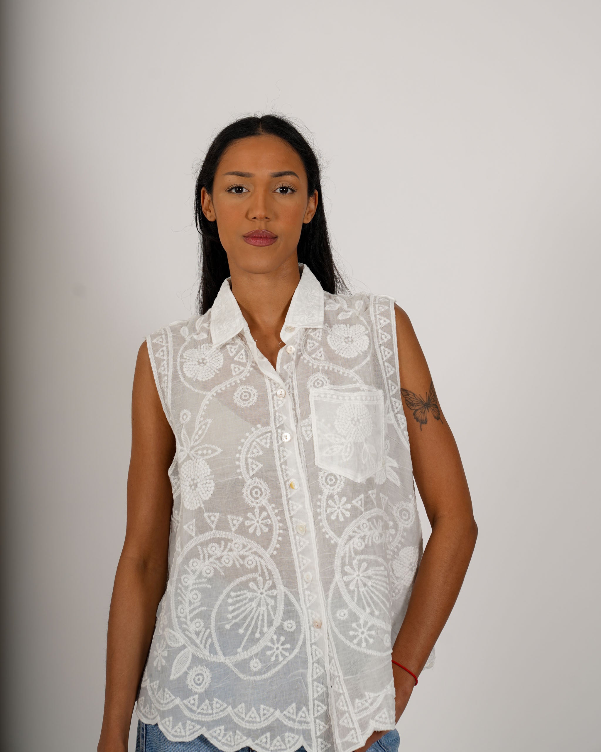 Camicia con ricamo in cotone - Daiko