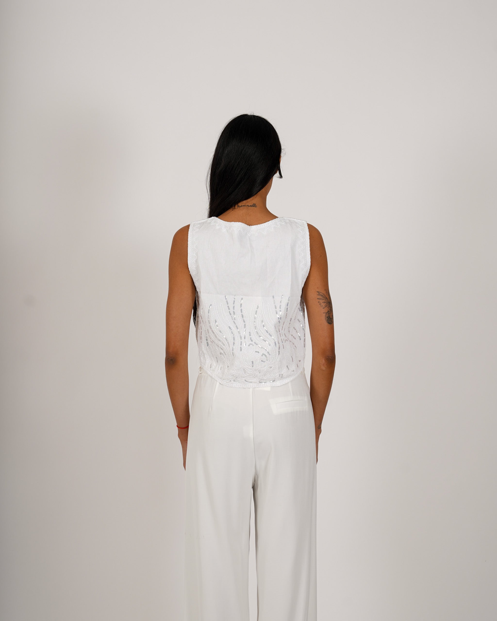 Gilet con paillettes in cotone - Mussola