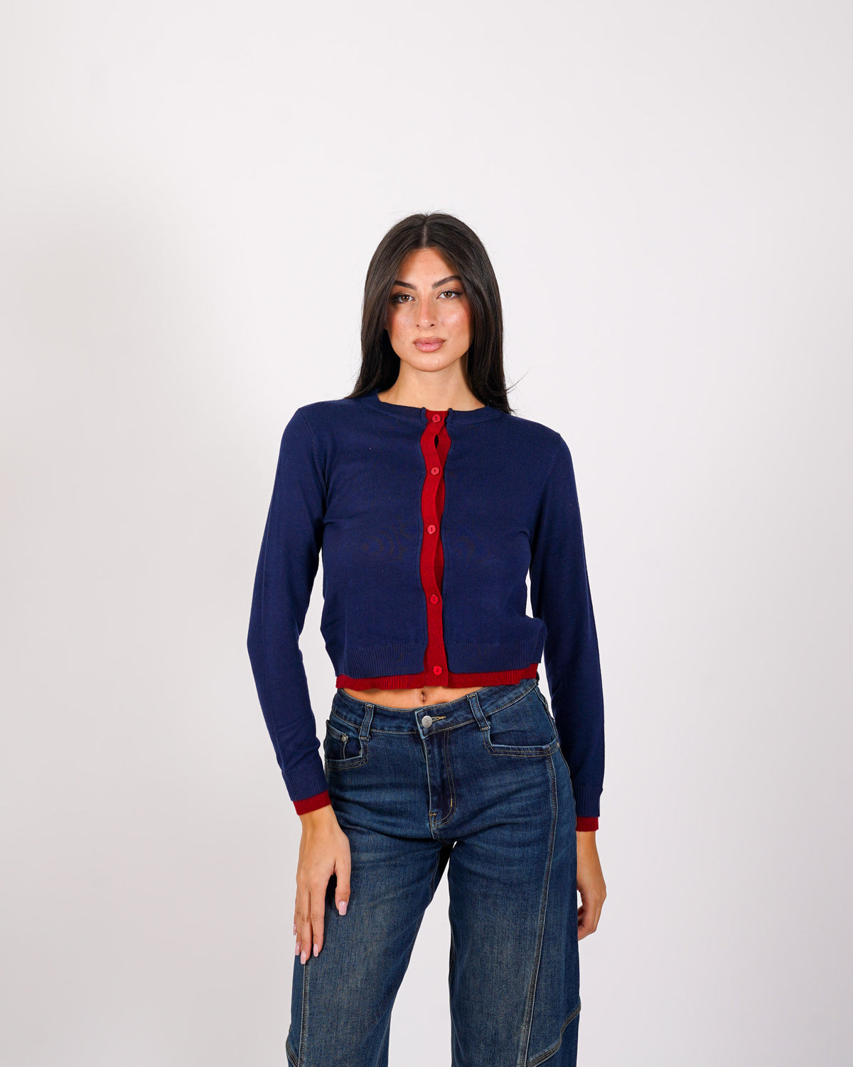 Cardigan in maglia con profilo in contrasto - Tavola
