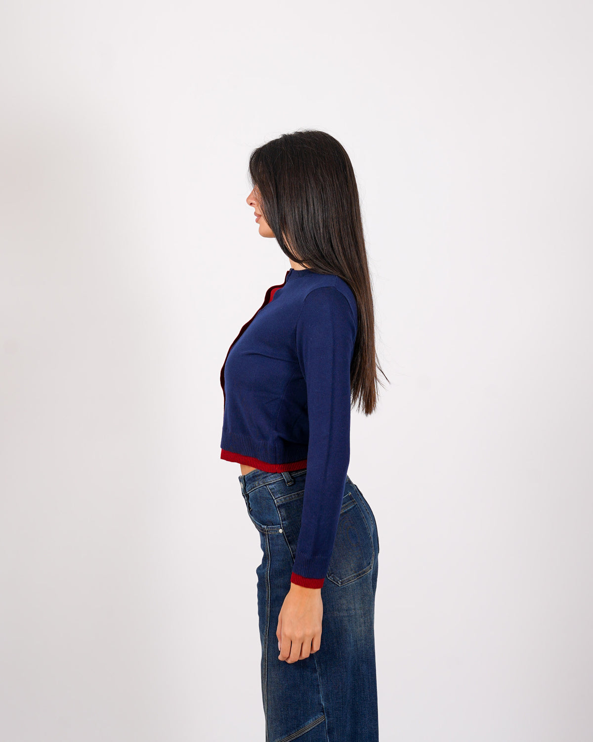 Cardigan in maglia con profilo in contrasto - Tavola