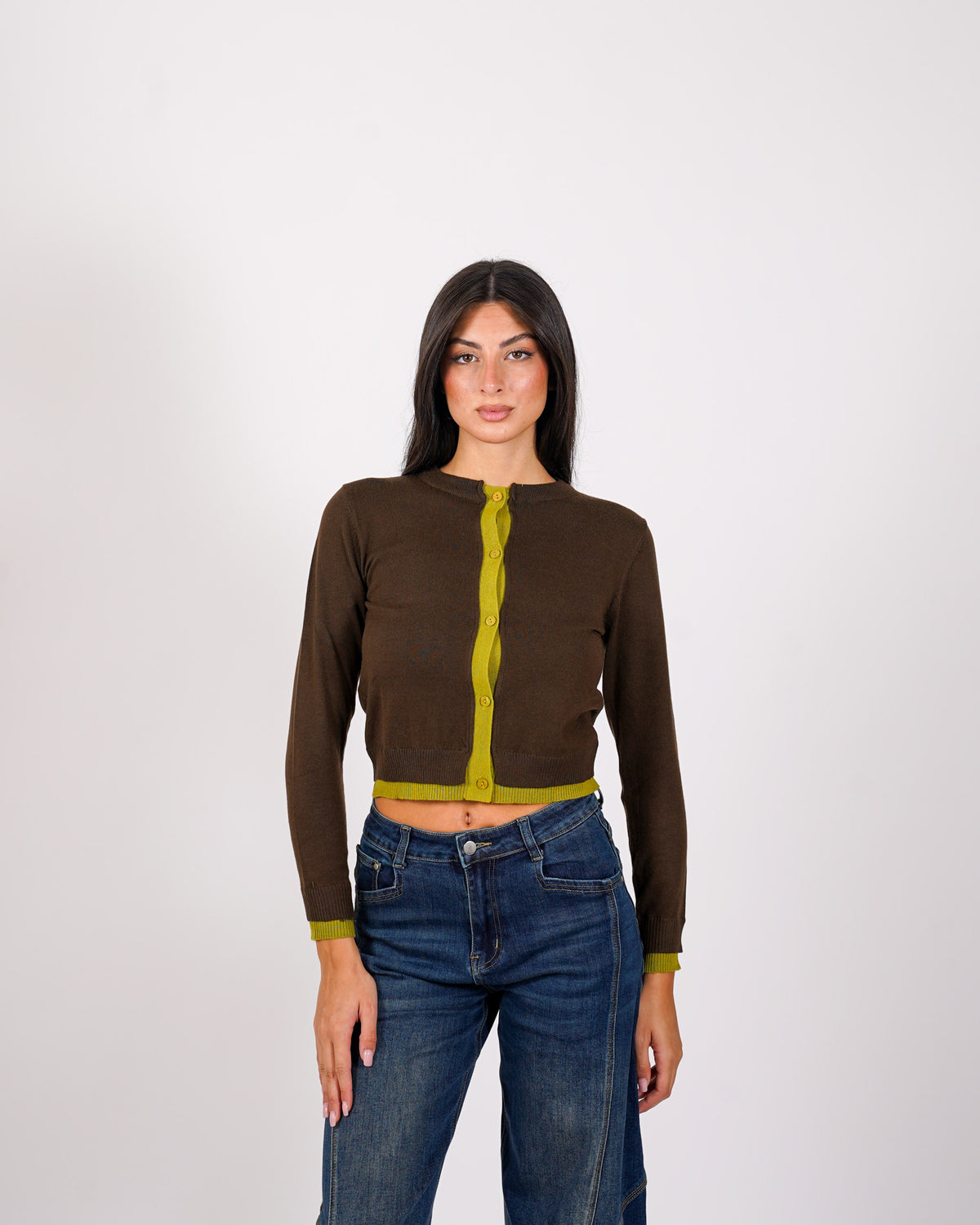 Cardigan in maglia con profilo in contrasto - Tavola