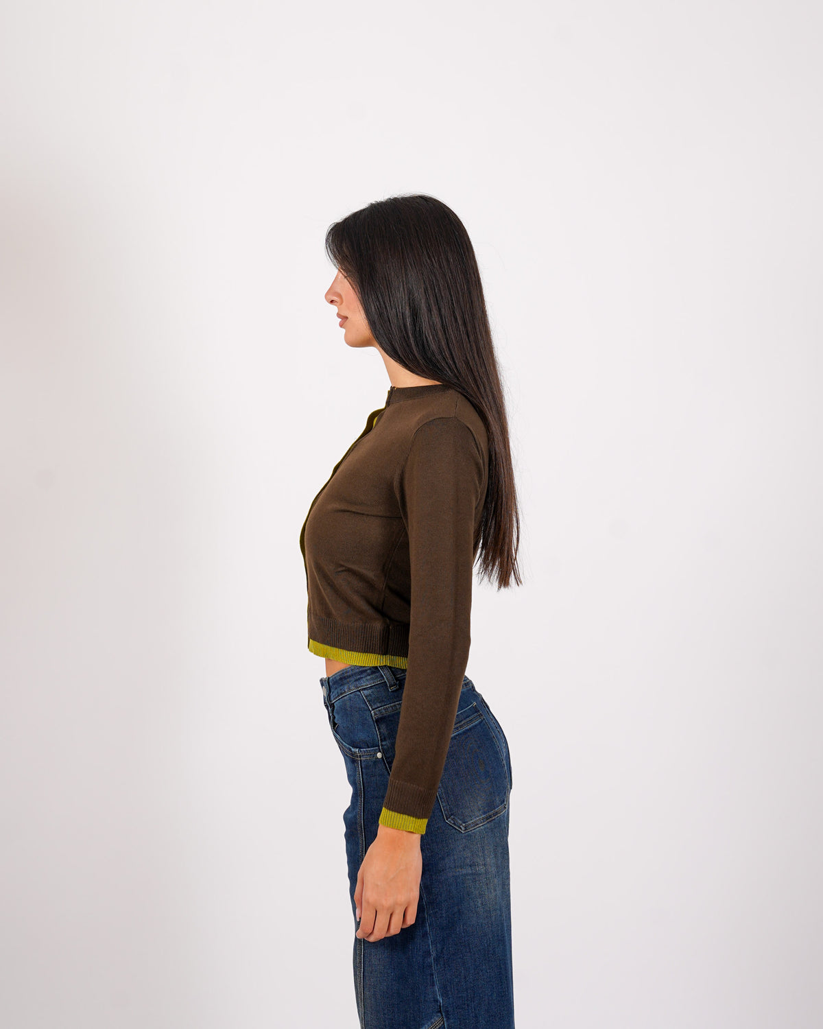 Cardigan in maglia con profilo in contrasto - Tavola