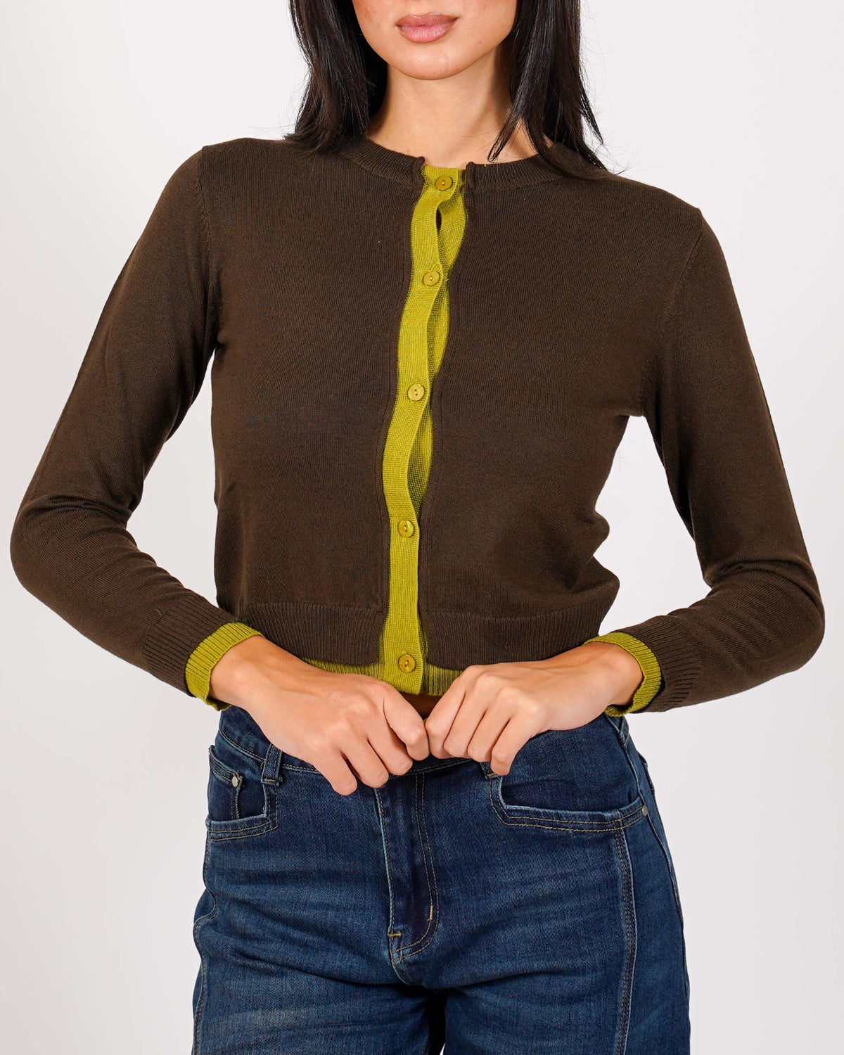 Cardigan in maglia con profilo in contrasto - Tavola