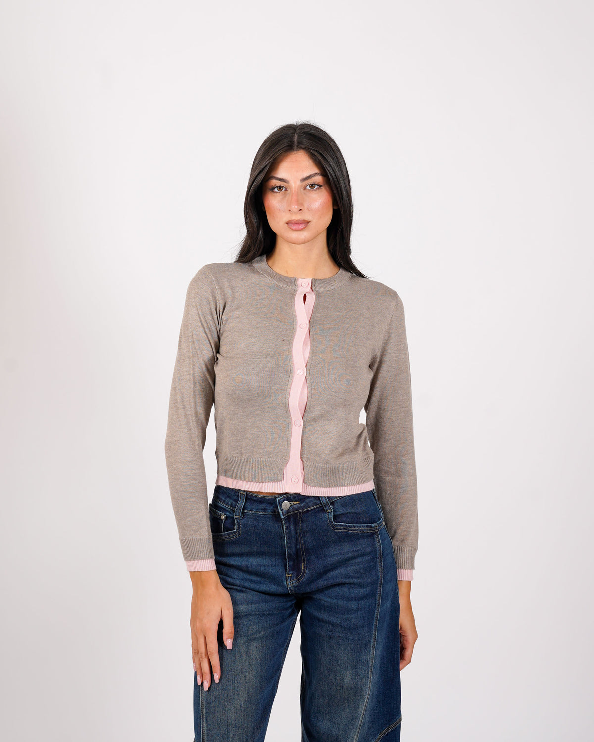 Cardigan in maglia con profilo in contrasto - Tavola