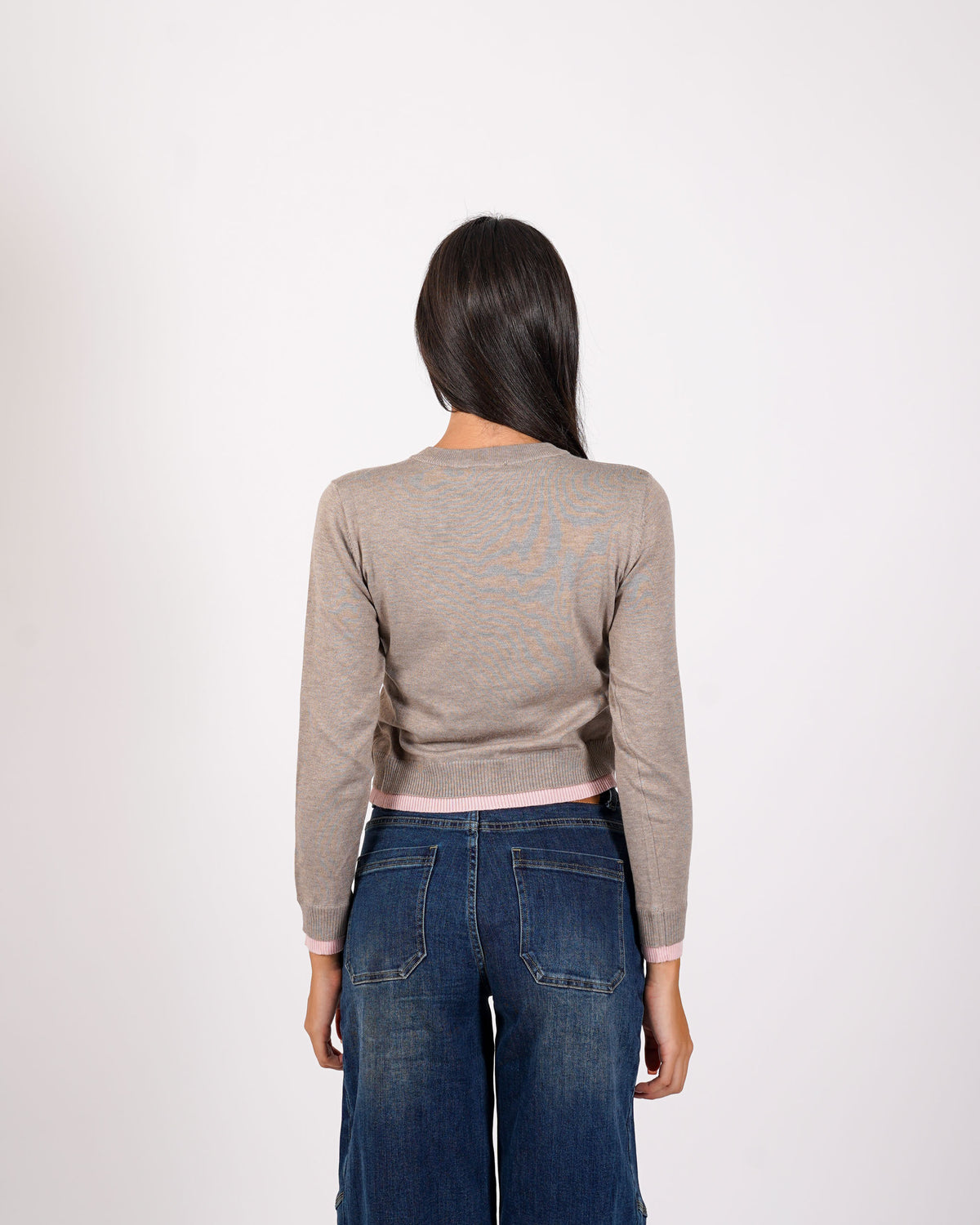Cardigan in maglia con profilo in contrasto - Tavola
