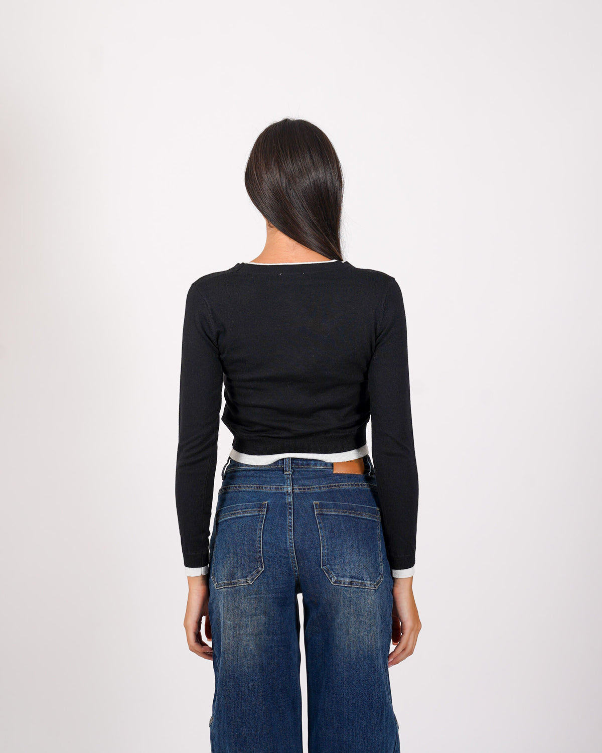 Cardigan slim con profilo in contrasto - Aguilera