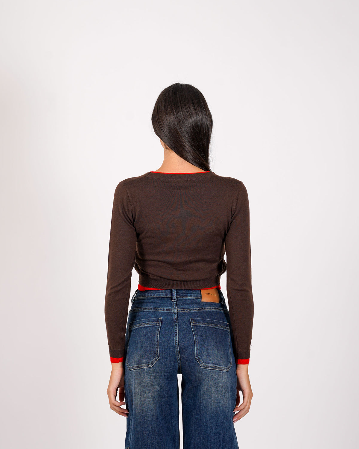 Cardigan slim con profilo in contrasto - Aguilera
