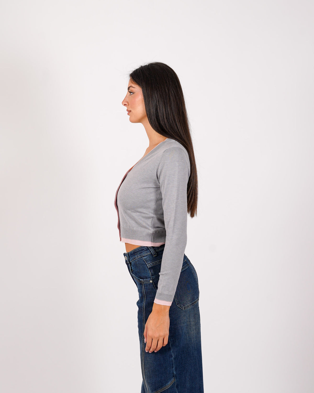 Cardigan slim con profilo in contrasto - Aguilera