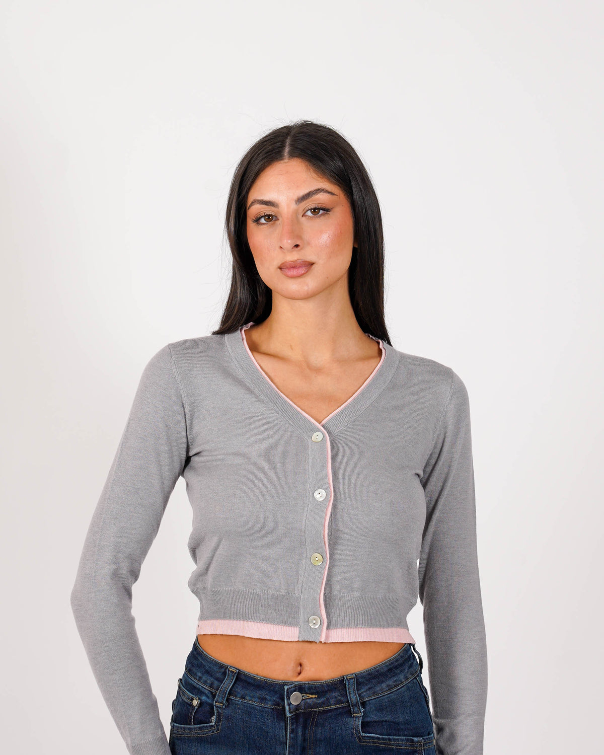 Cardigan slim con profilo in contrasto - Aguilera