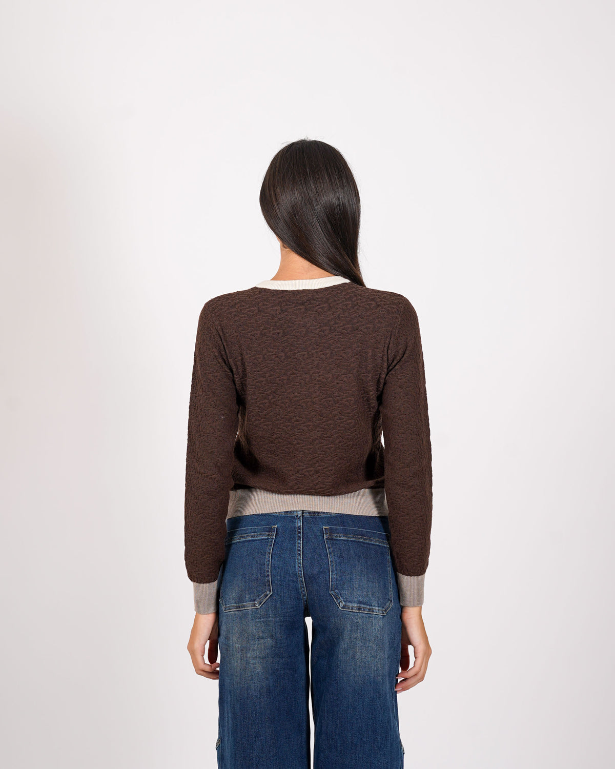 Cardigan multicolor in maglia con bottoni - Akiba