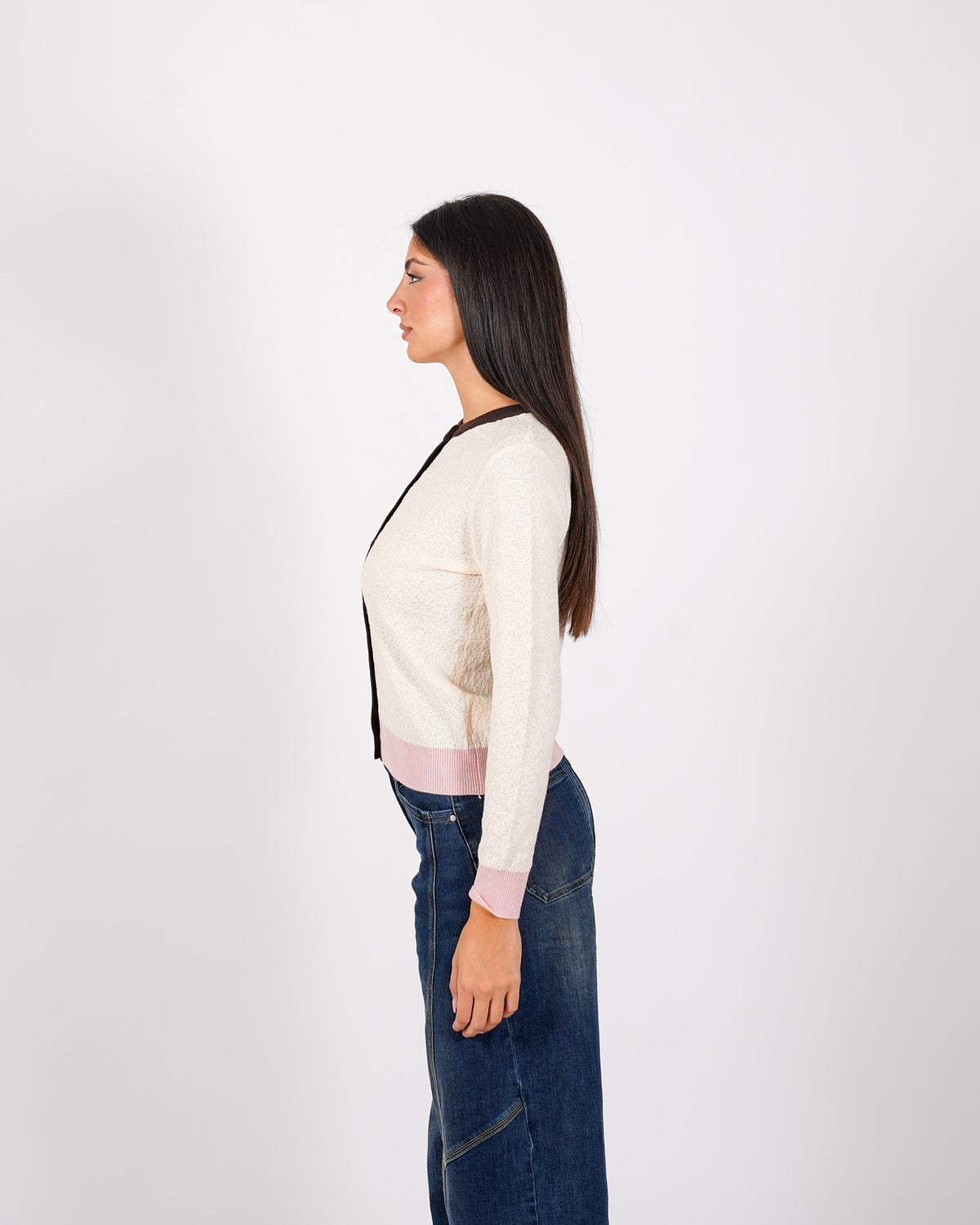 Cardigan multicolor in maglia con bottoni - Akiba