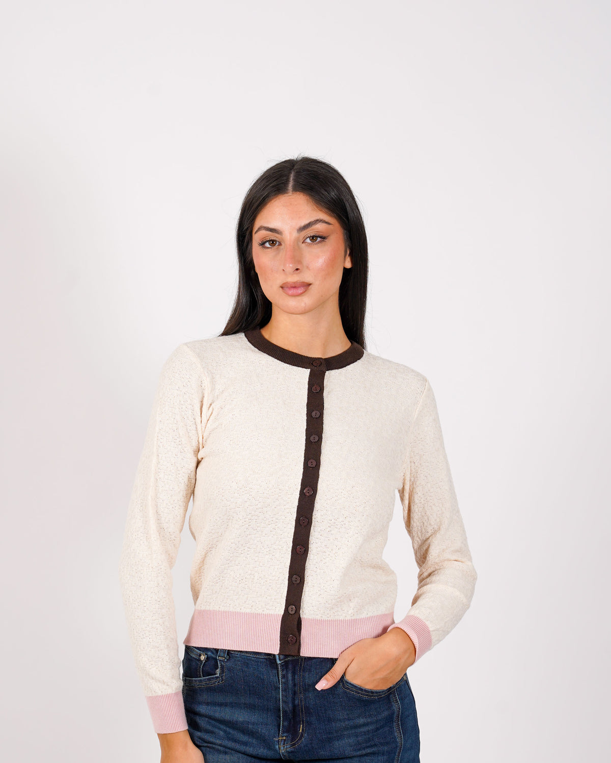 Cardigan multicolor in maglia con bottoni - Akiba