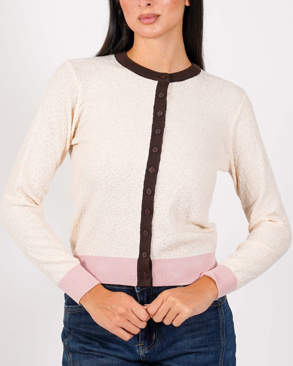 Cardigan multicolor in maglia con bottoni - Akiba