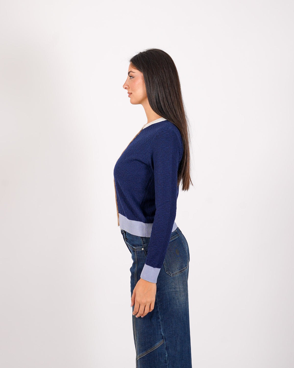 Cardigan multicolor in maglia con bottoni - Akiba