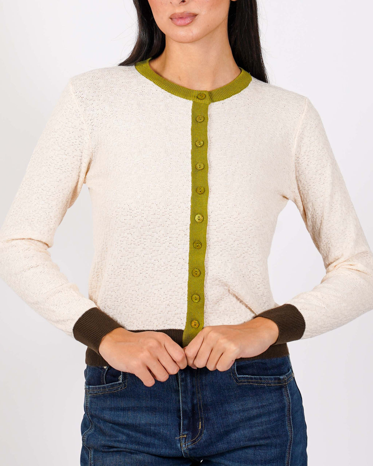Cardigan multicolor in maglia con bottoni - Akiba