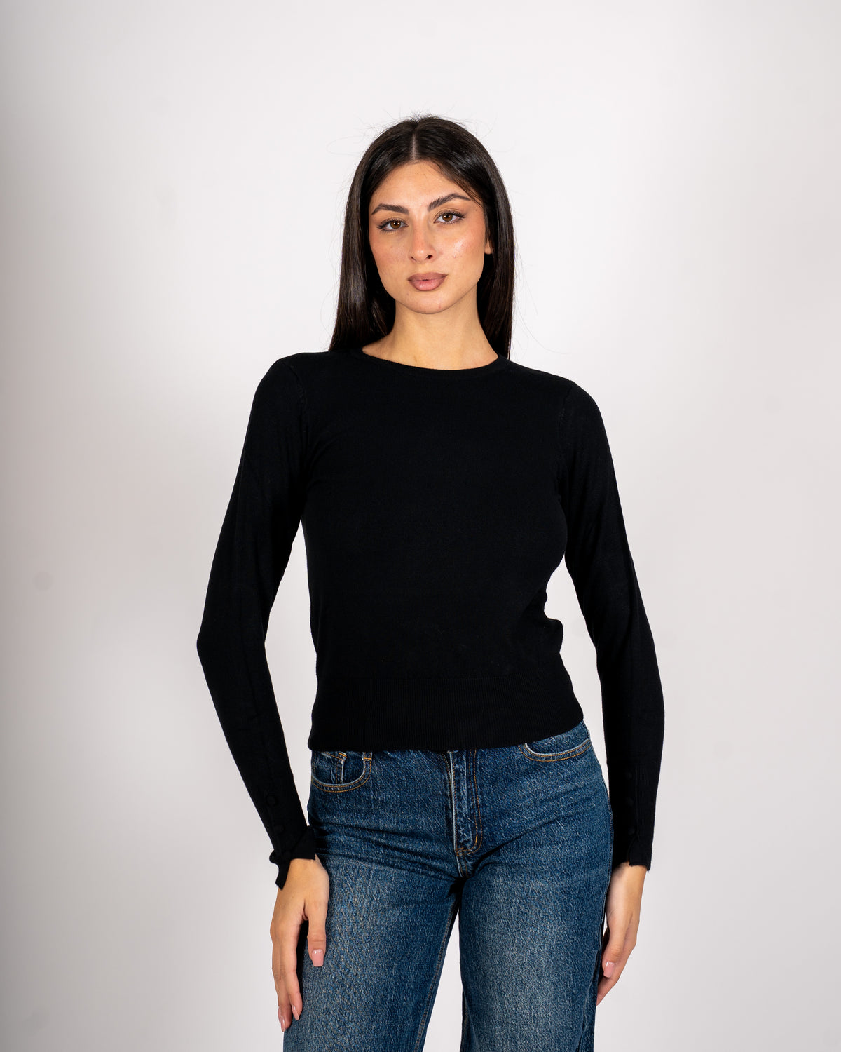Maglia girocollo slim fit in mano viscosa - Canapa