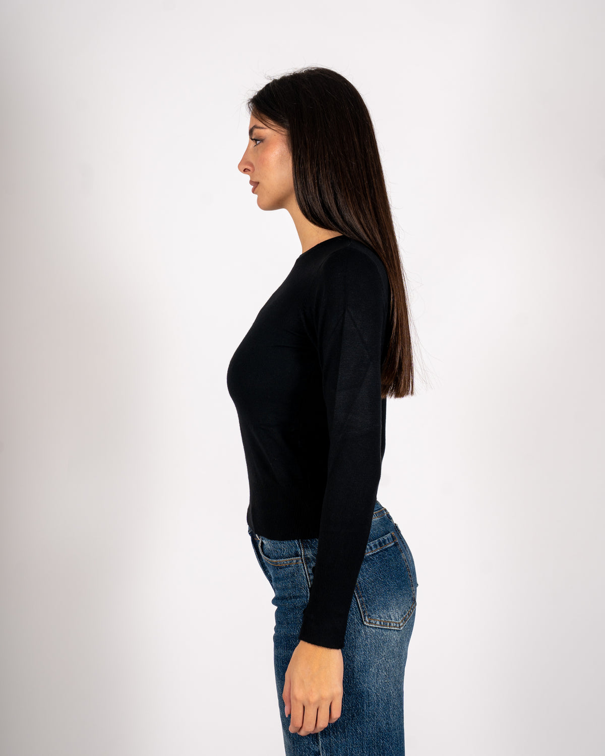 Maglia girocollo slim fit in mano viscosa - Canapa