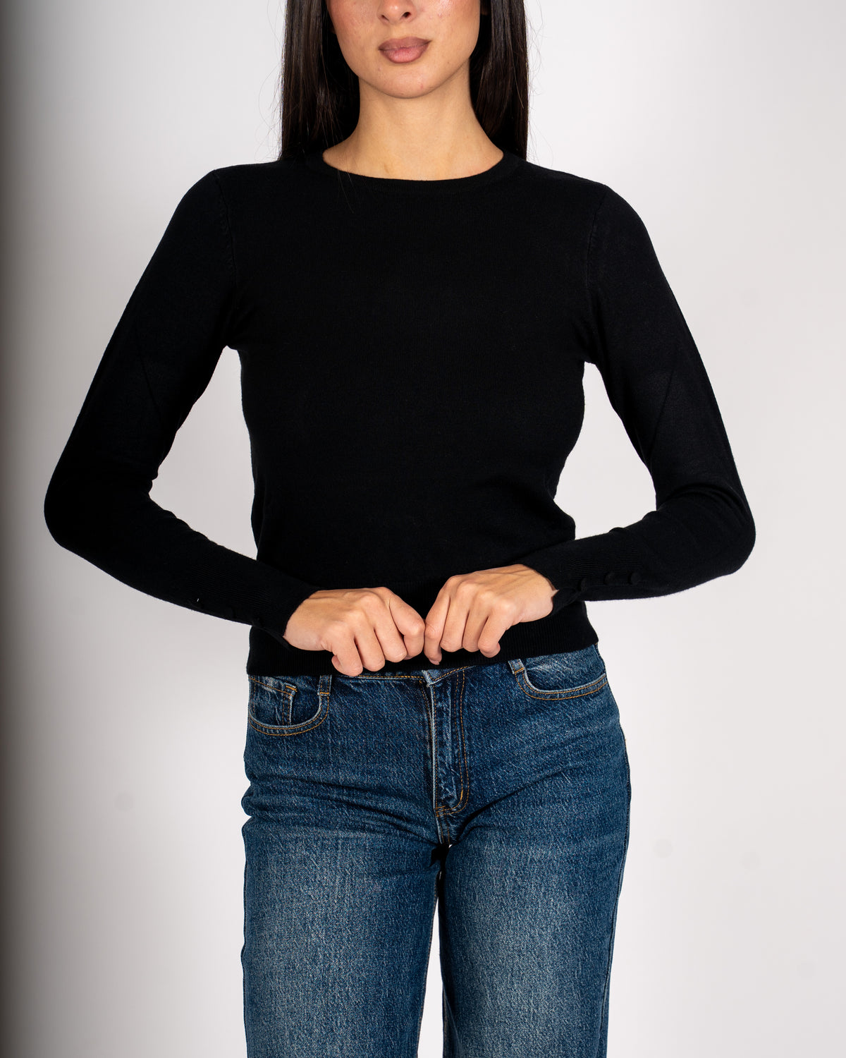 Maglia girocollo slim fit in mano viscosa - Canapa