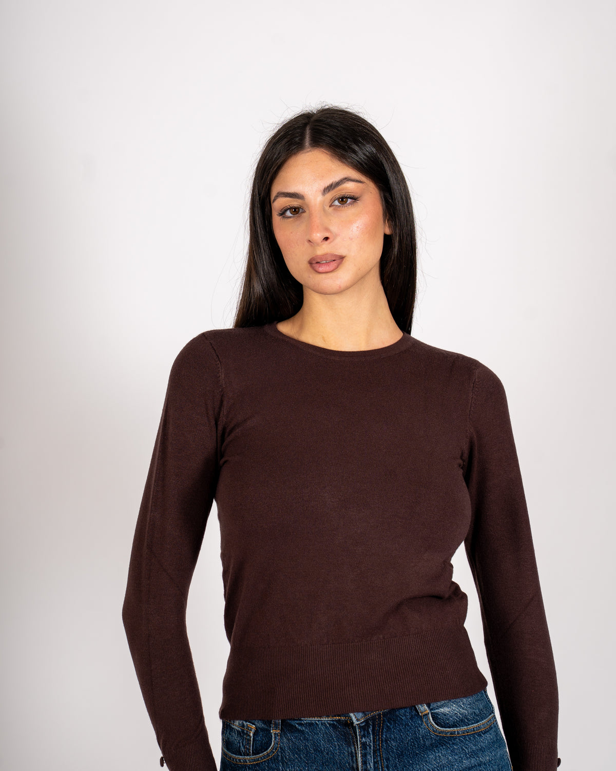 Maglia girocollo slim fit in mano viscosa - Canapa
