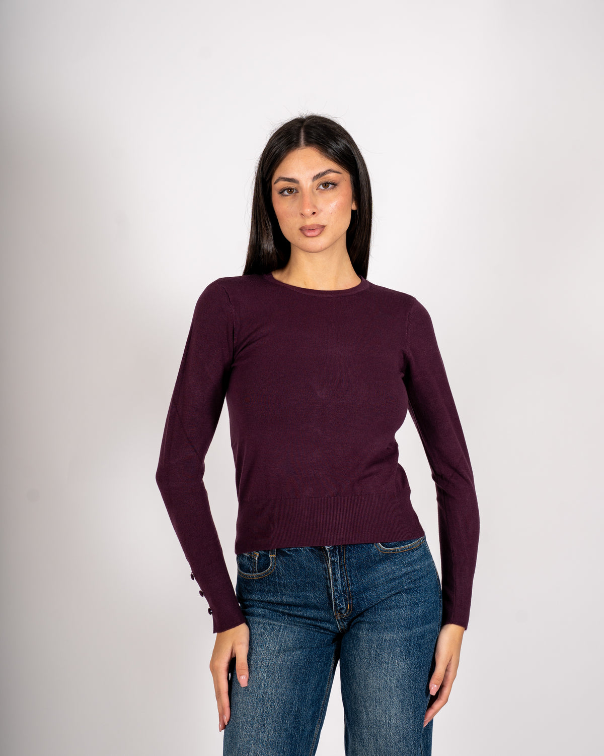Maglia girocollo slim fit in mano viscosa - Canapa