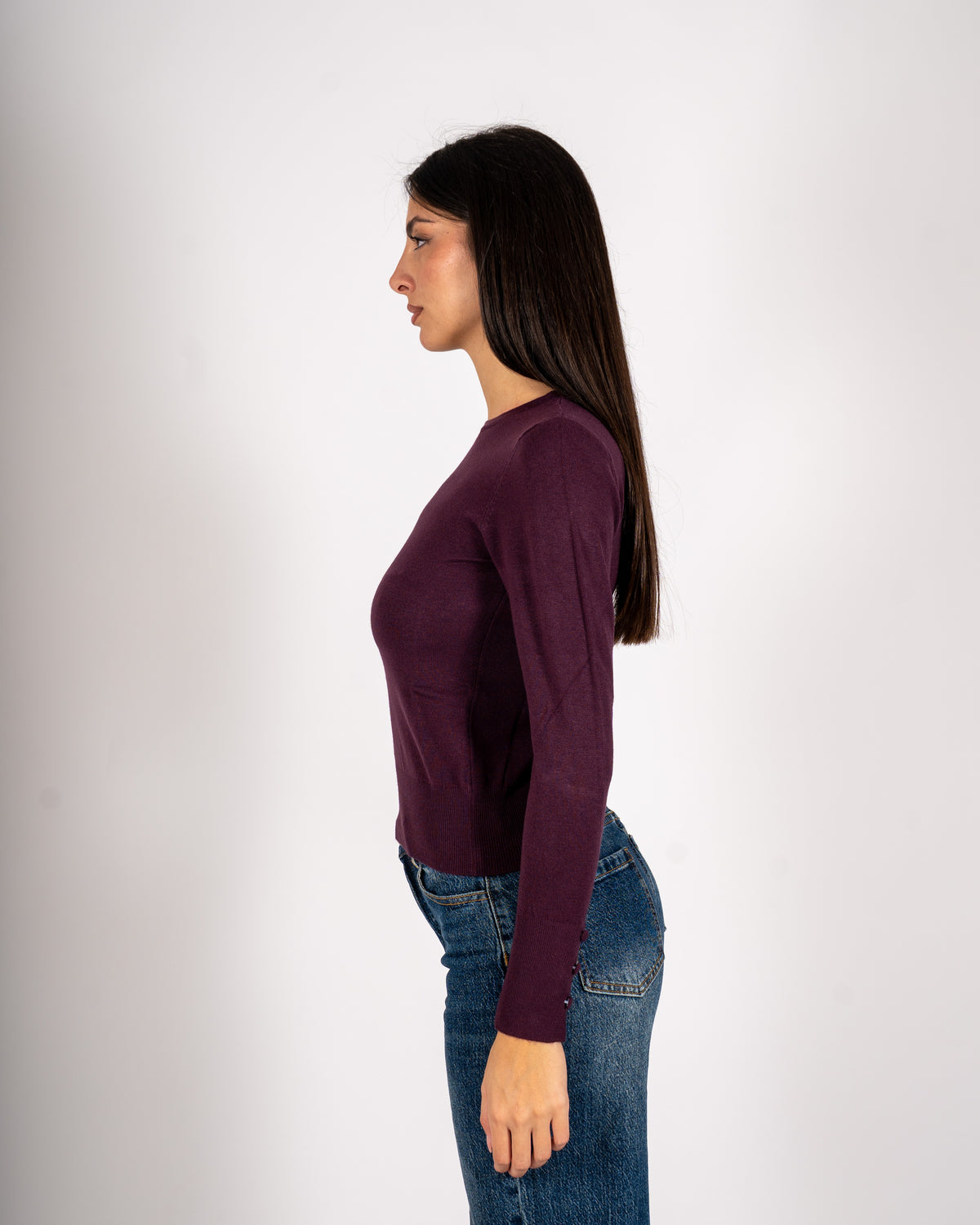 Maglia girocollo slim fit in mano viscosa - Canapa