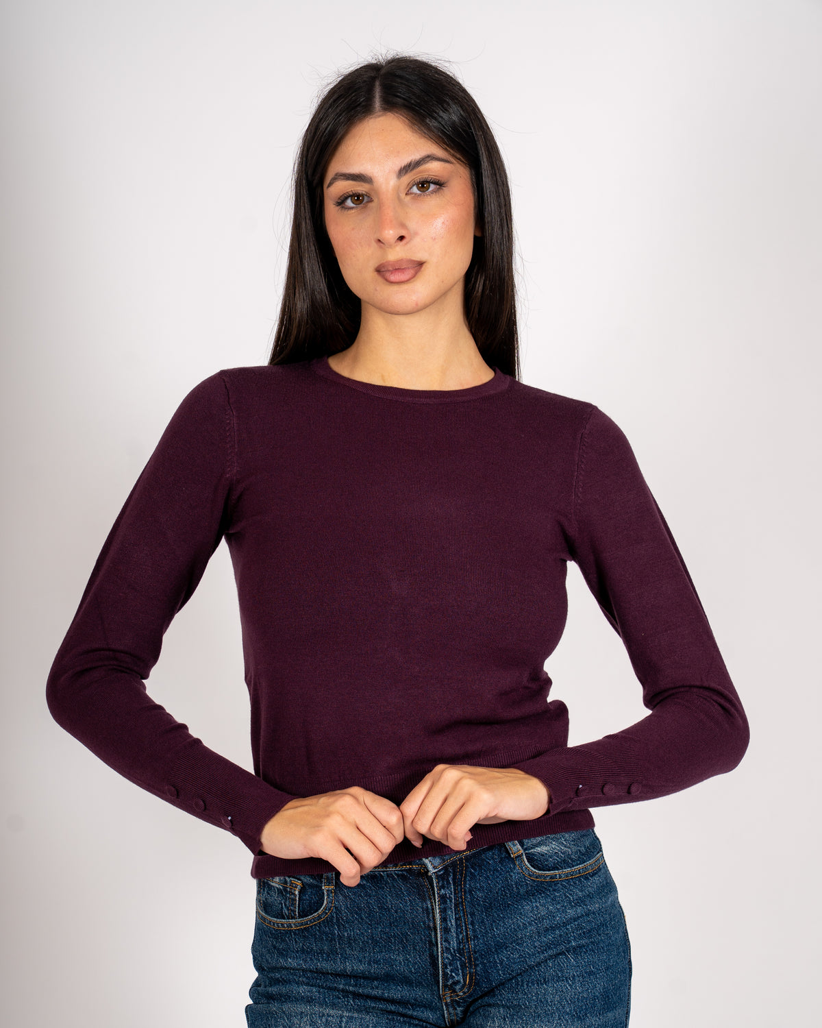Maglia girocollo slim fit in mano viscosa - Canapa