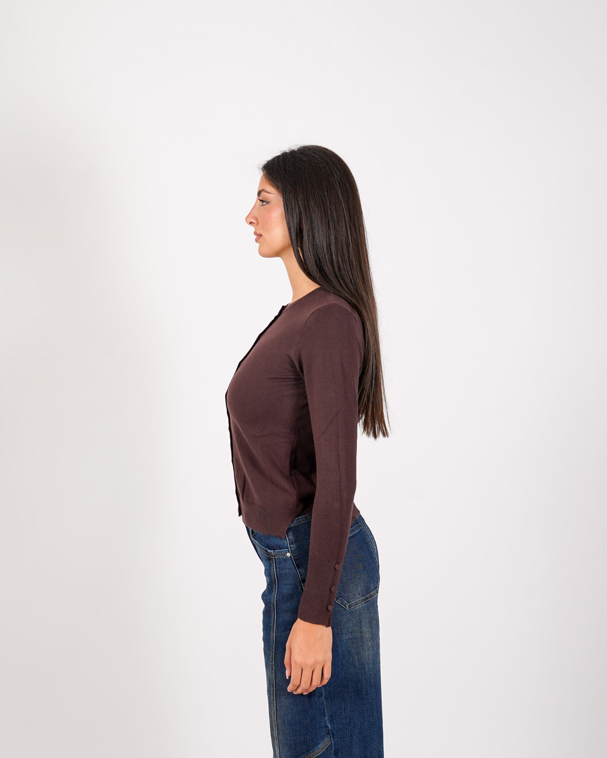 Cardigan in maglia con bottoni tono su tono - Miglio