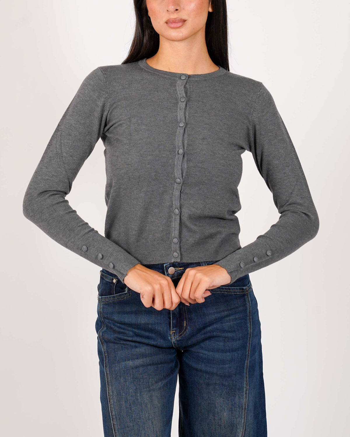 Cardigan in maglia con bottoni tono su tono - Miglio