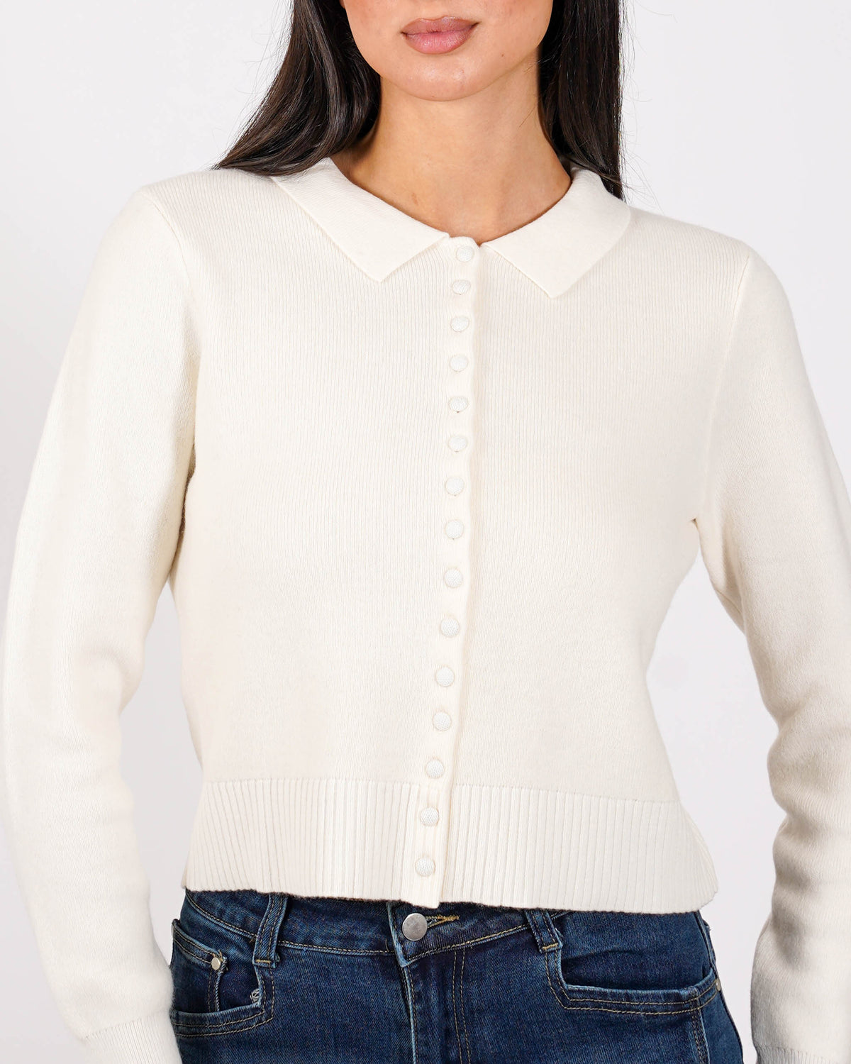 Cardigan in maglia con bottoni tono su tono - Miglio