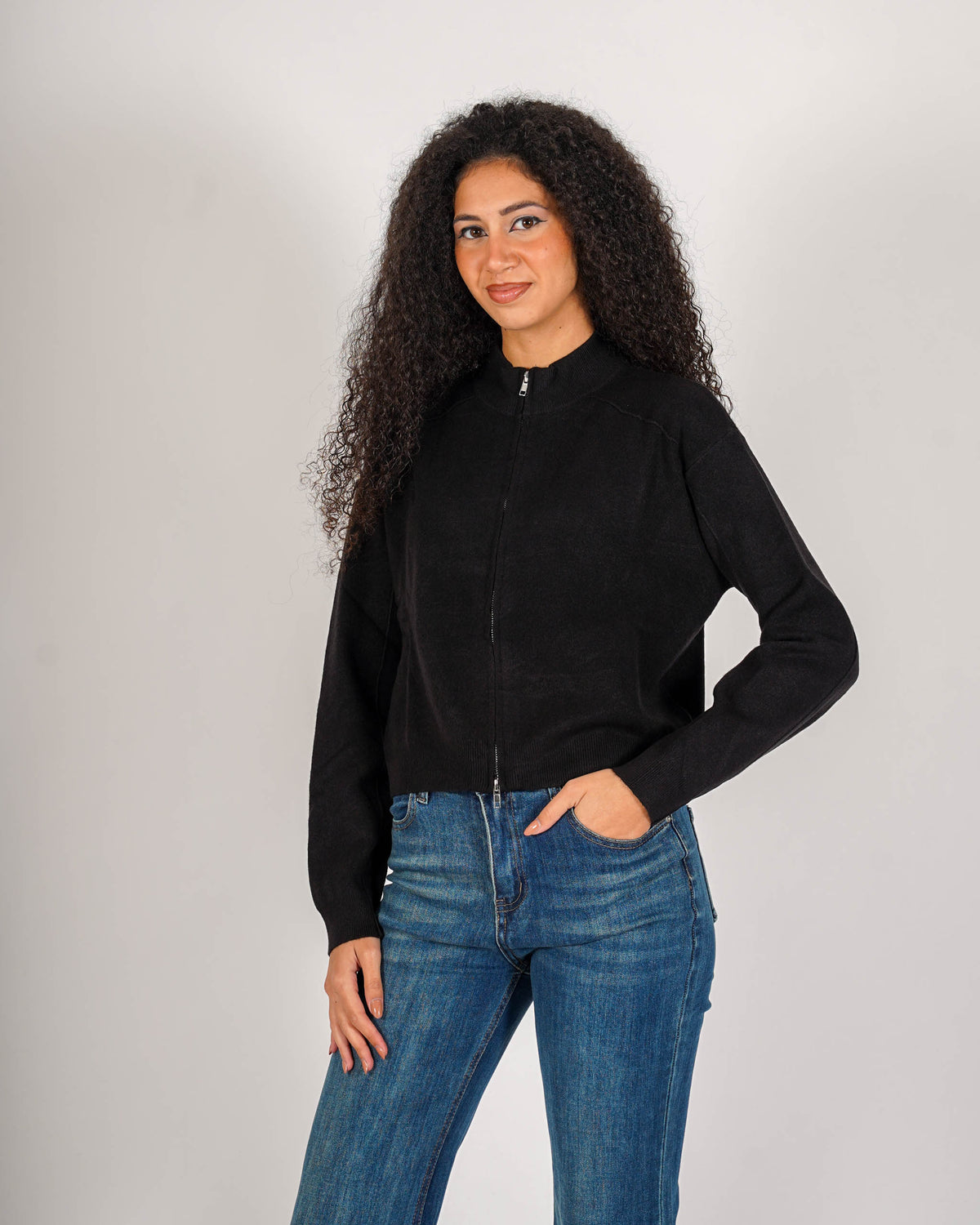 Cardigan in maglia con zip - Barbara